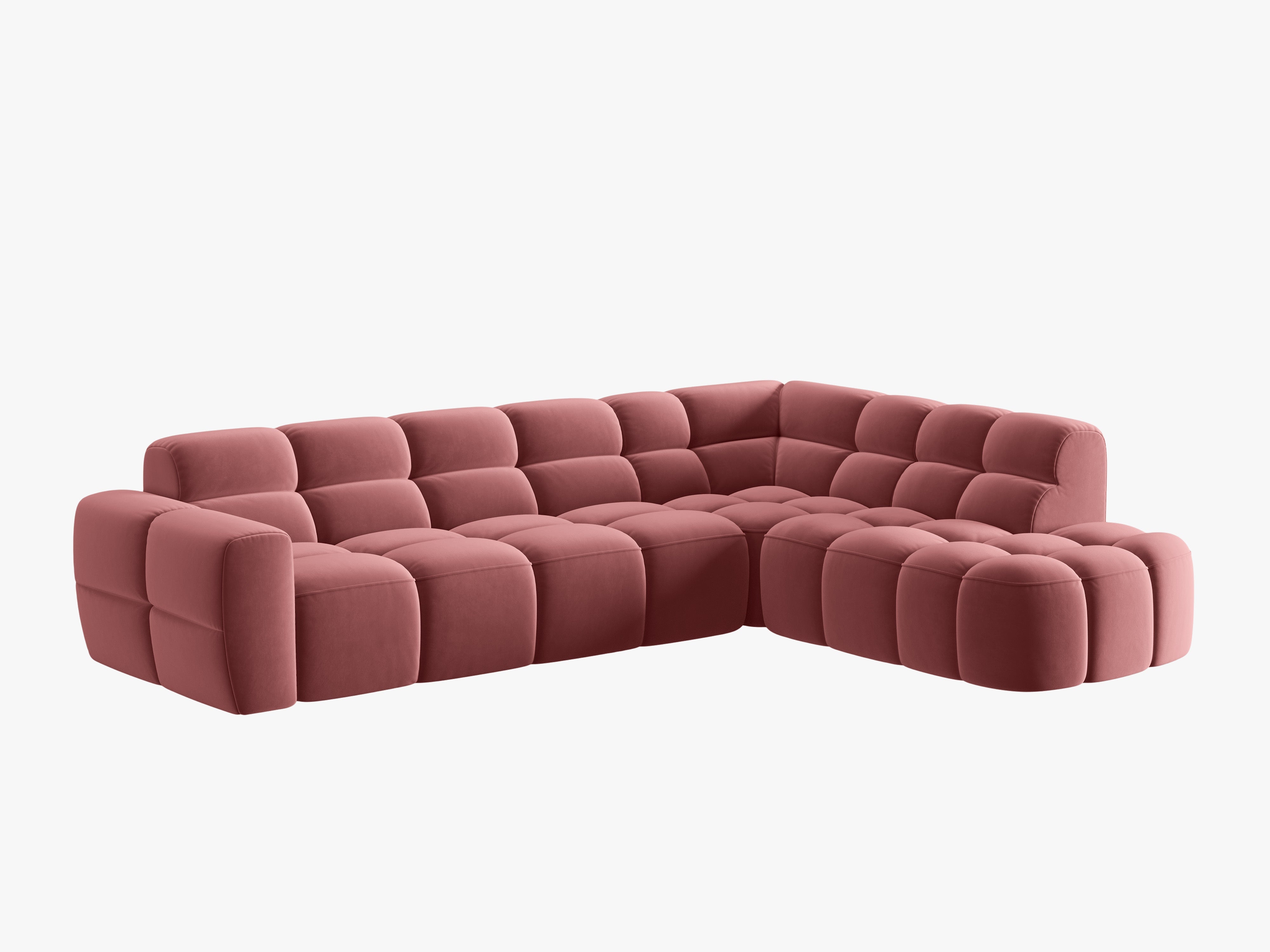 Right-facing velvet corner sofa LISA pink