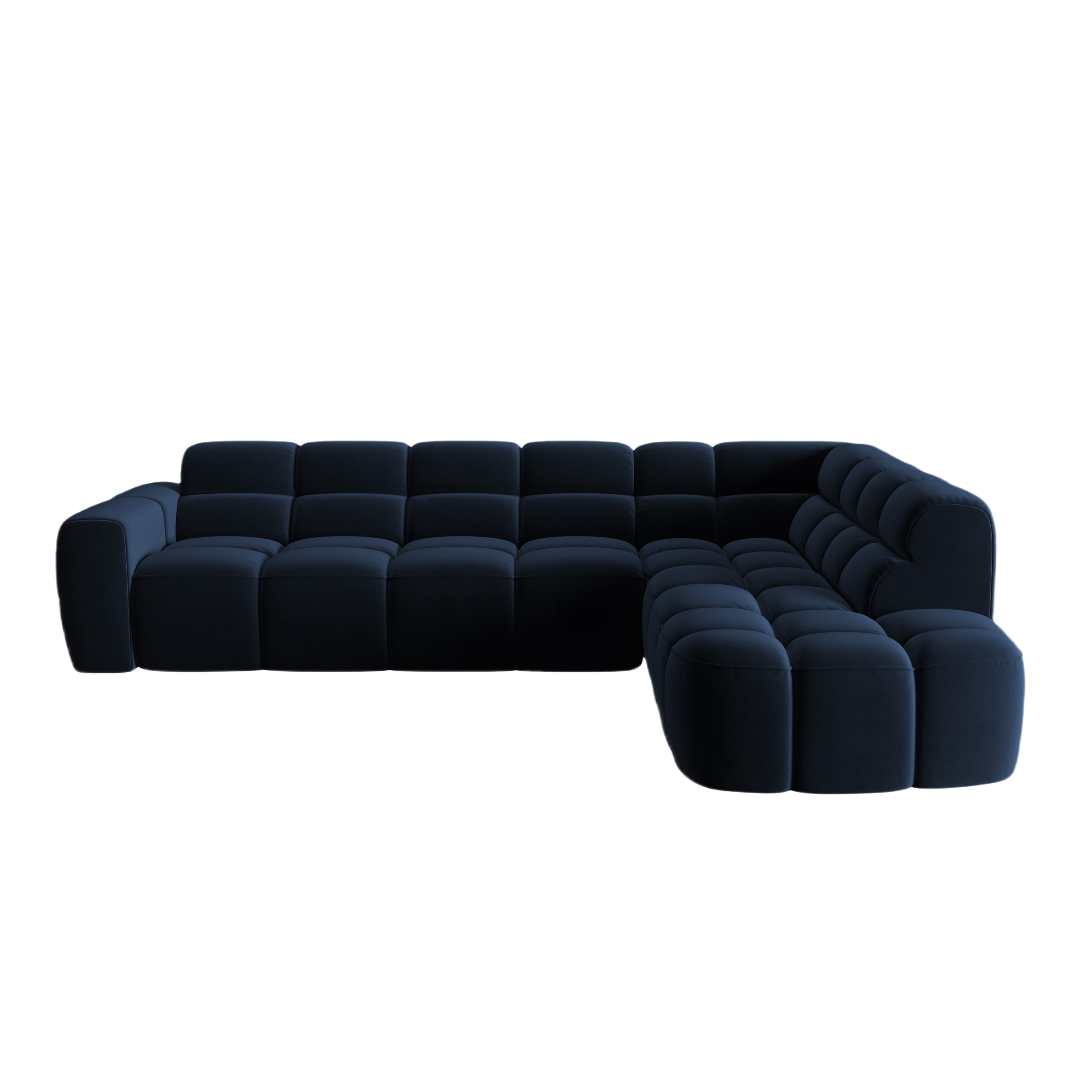 Sofa narożna aksamitna prawostronna LISA granat królewski