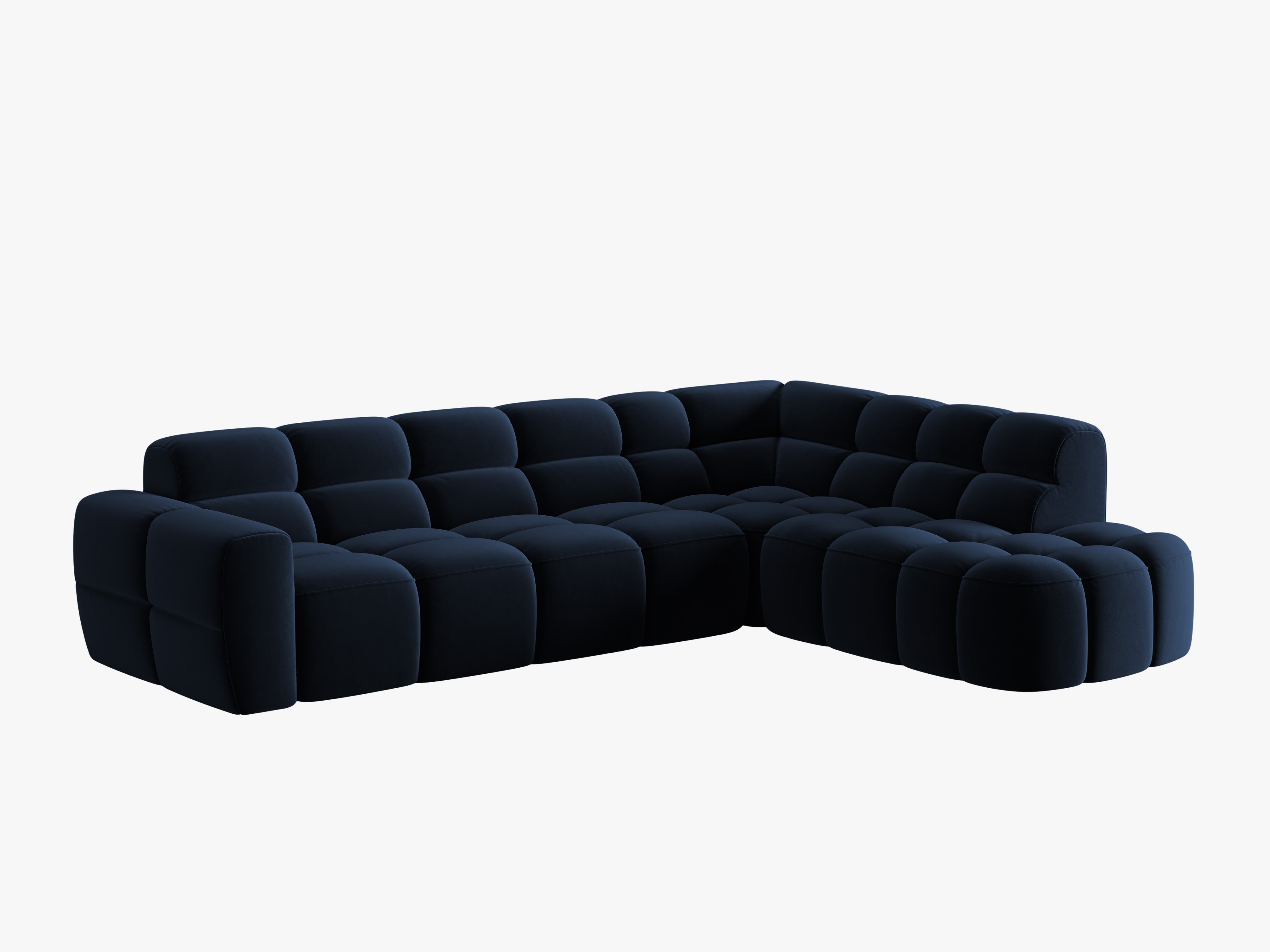 Sofa narożna aksamitna prawostronna LISA granat królewski