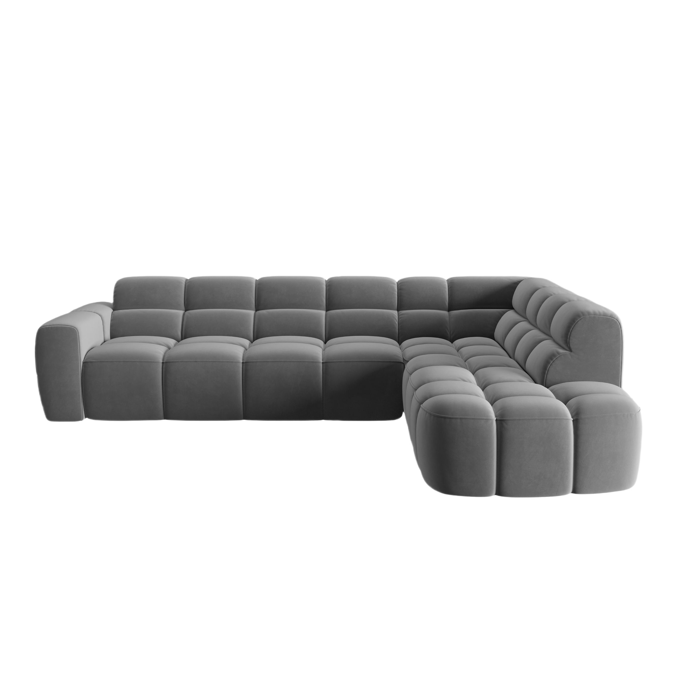 Samt-Ecksofa rechts LISA hellgrau