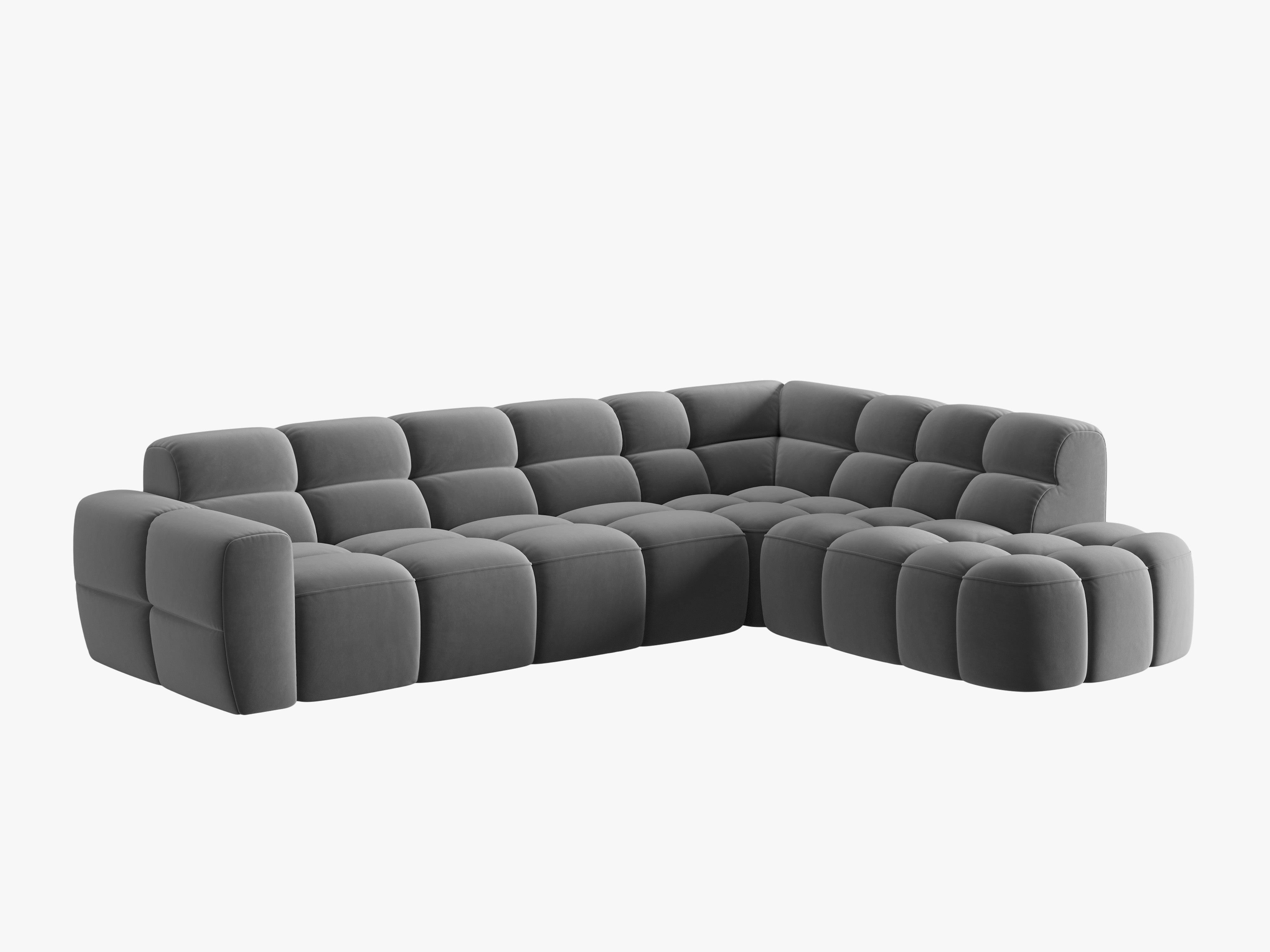 Samt-Ecksofa rechts LISA hellgrau