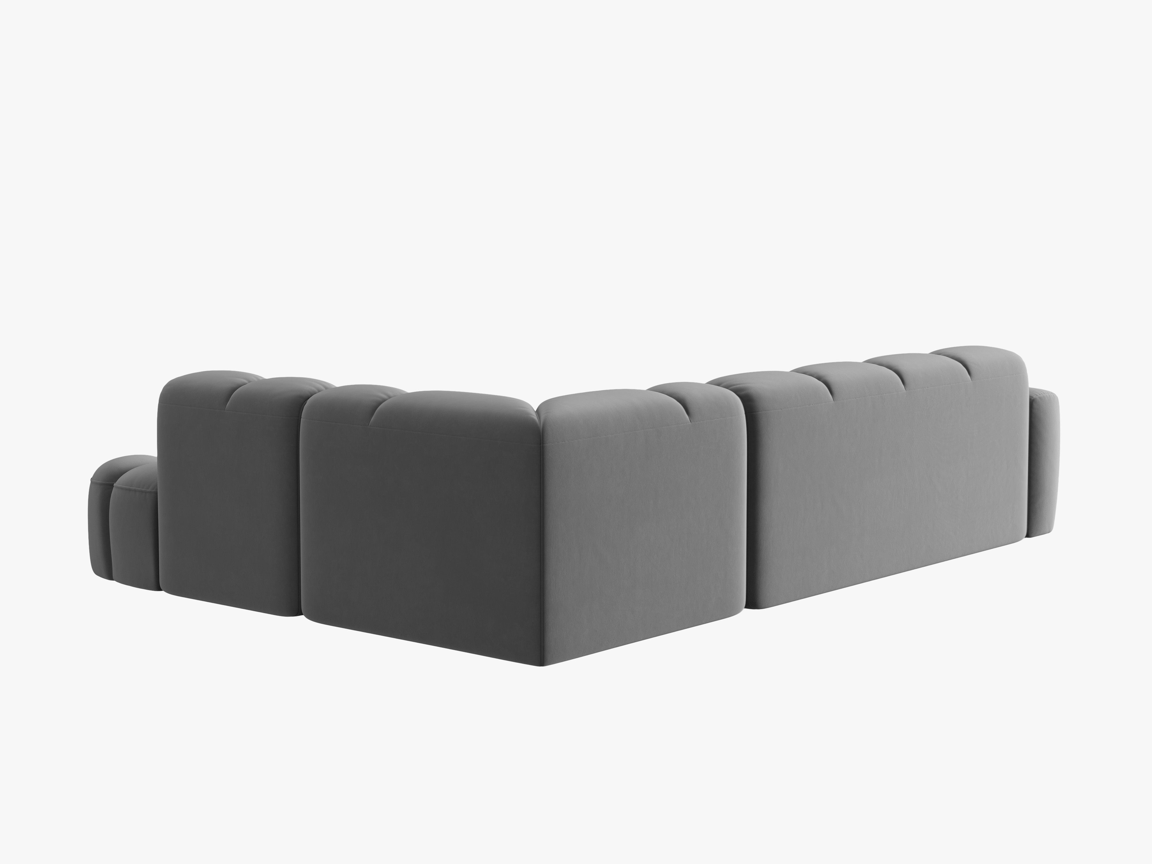 Samt-Ecksofa rechts LISA hellgrau