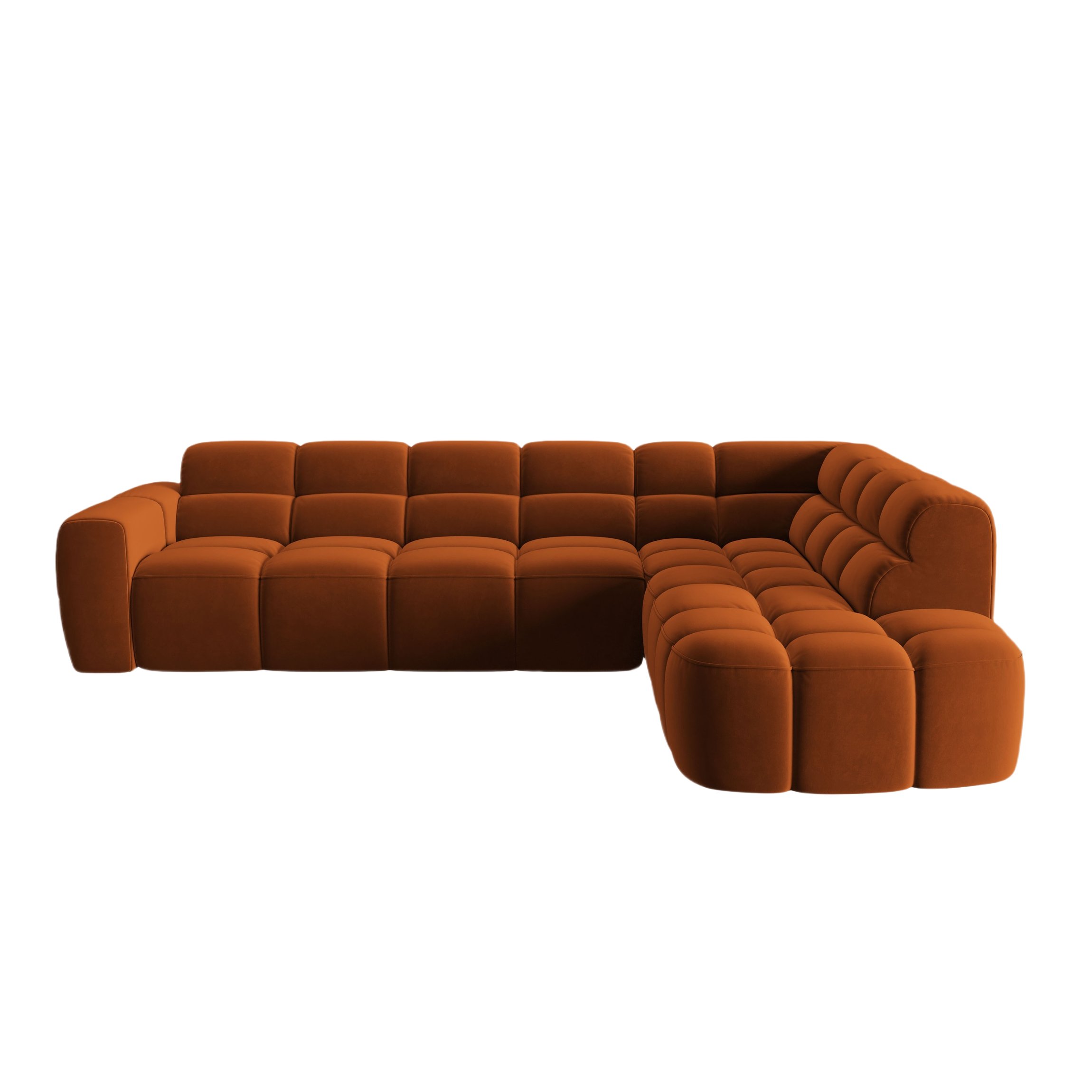 Right-facing velvet corner sofa LISA terracotta