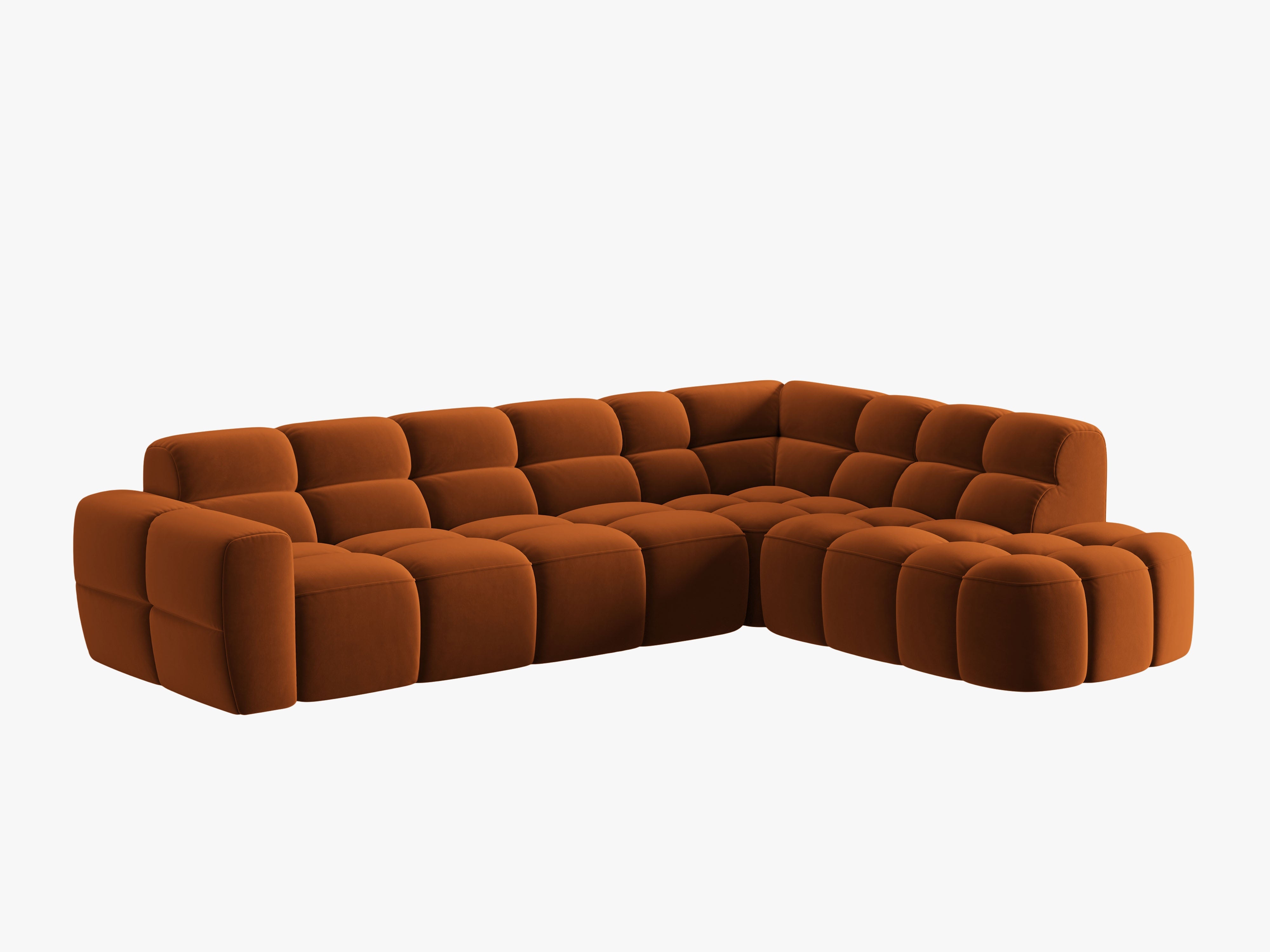 Right-facing velvet corner sofa LISA terracotta