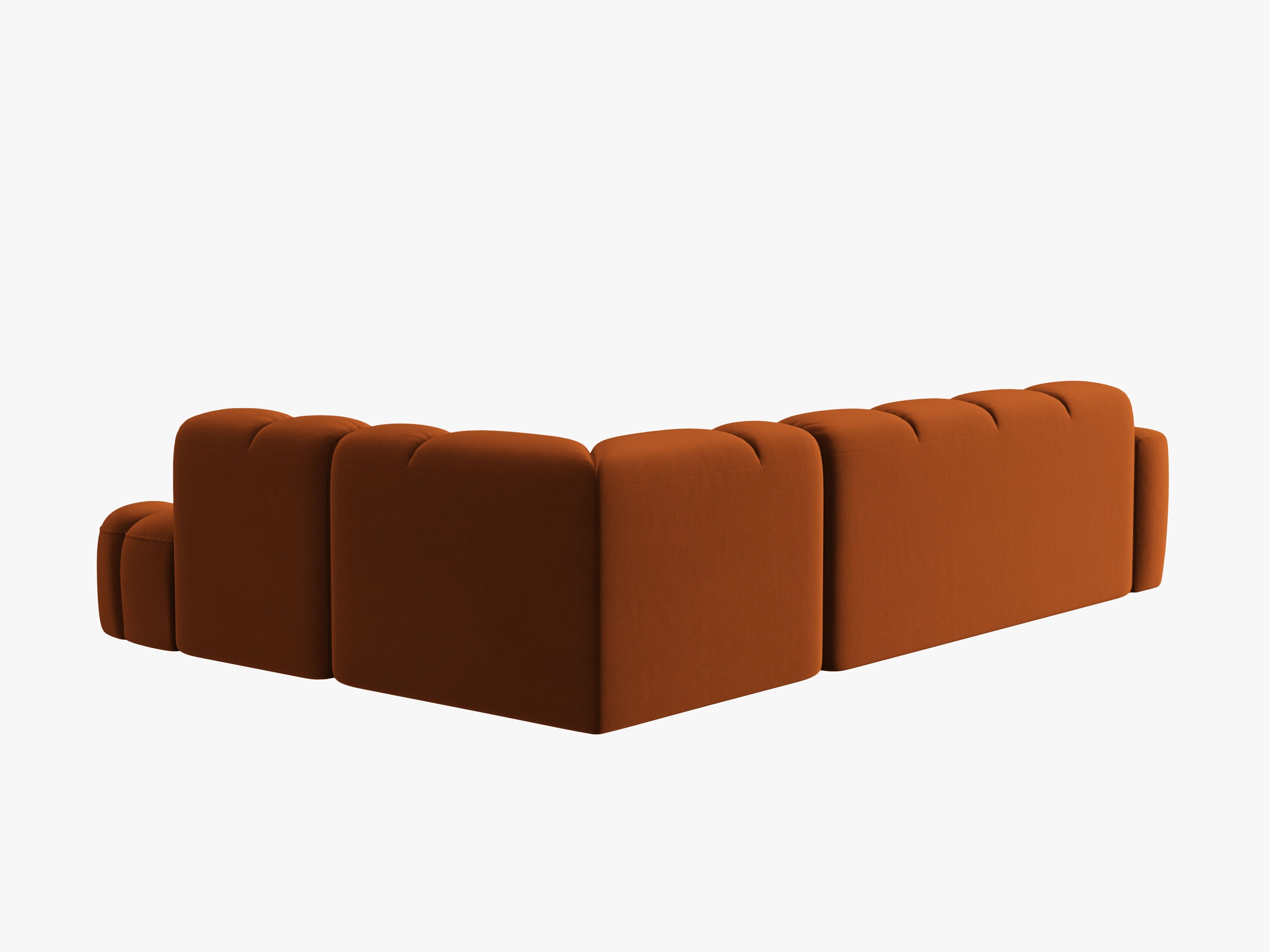 Right-facing velvet corner sofa LISA terracotta