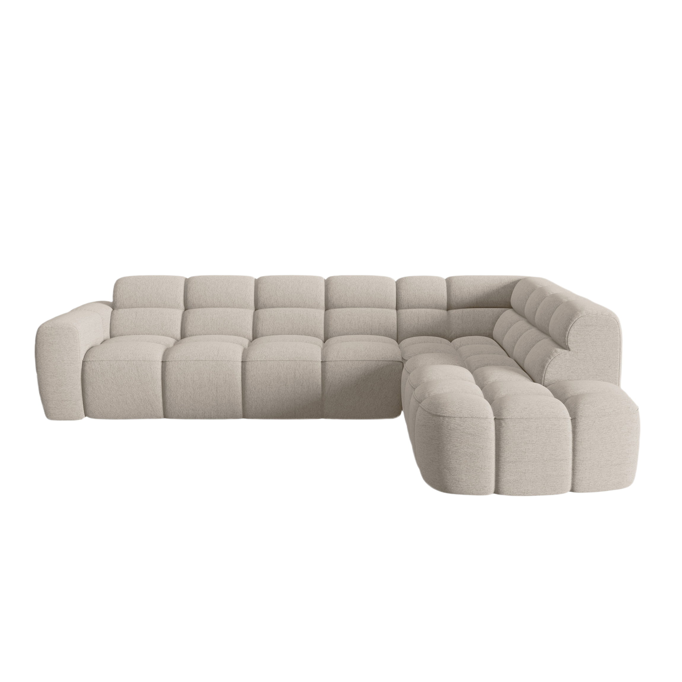 Sofa mit rechter Ecke LISA in sandfarbenem Chenille