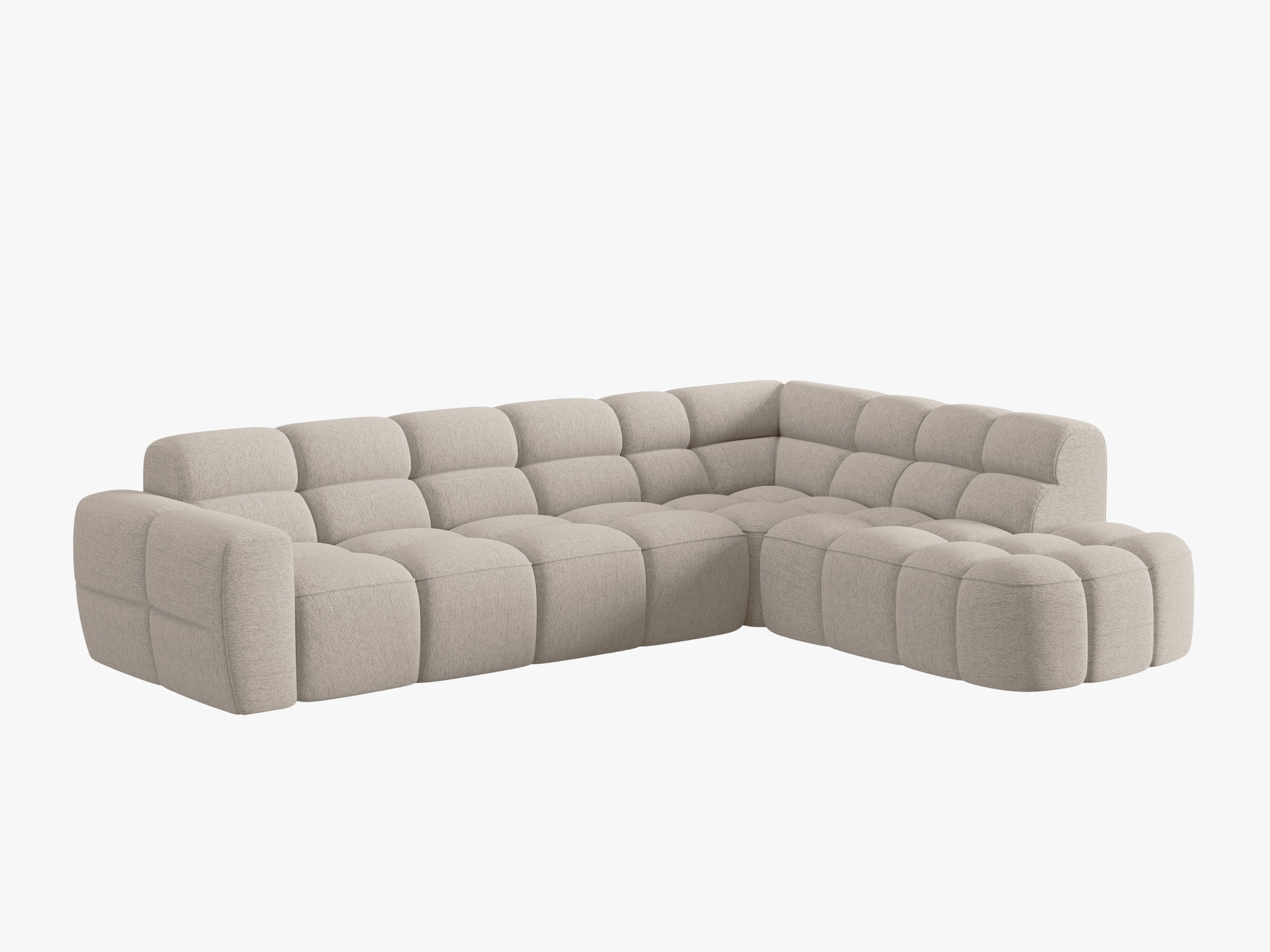 Sofa mit rechter Ecke LISA in sandfarbenem Chenille