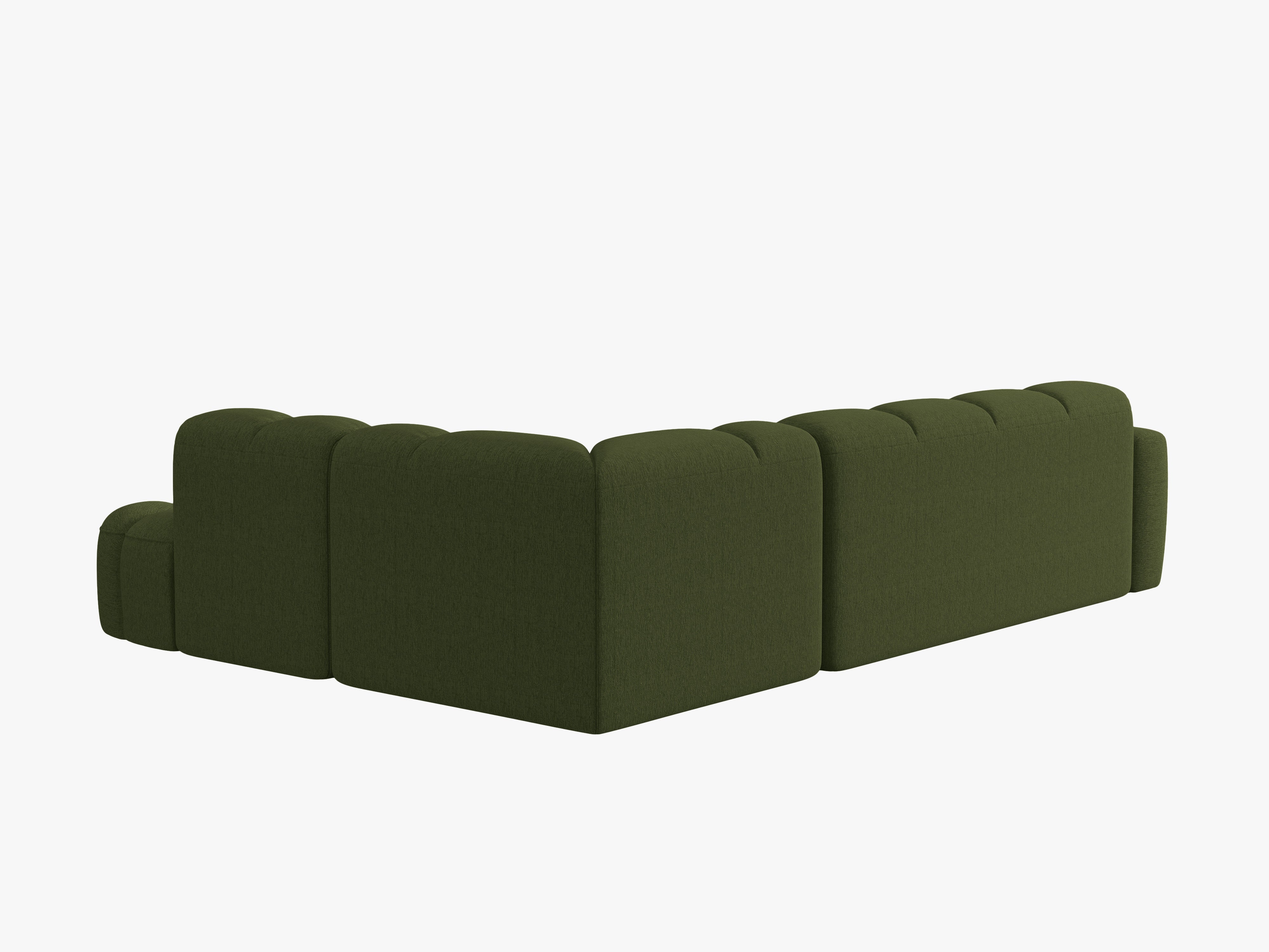 Right-facing corner sofa LISA green chenille