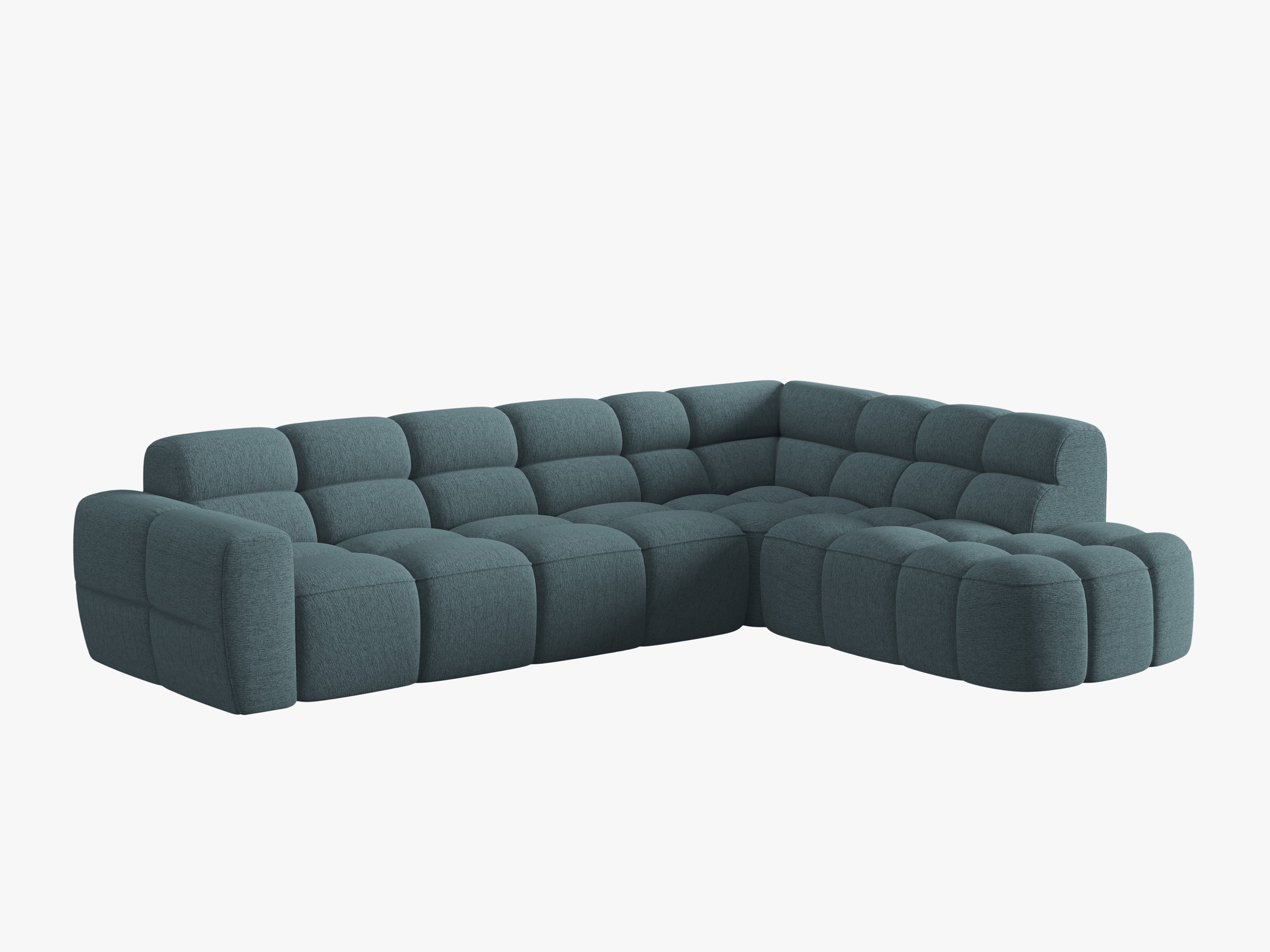 Right-facing corner sofa LISA light blue chenille