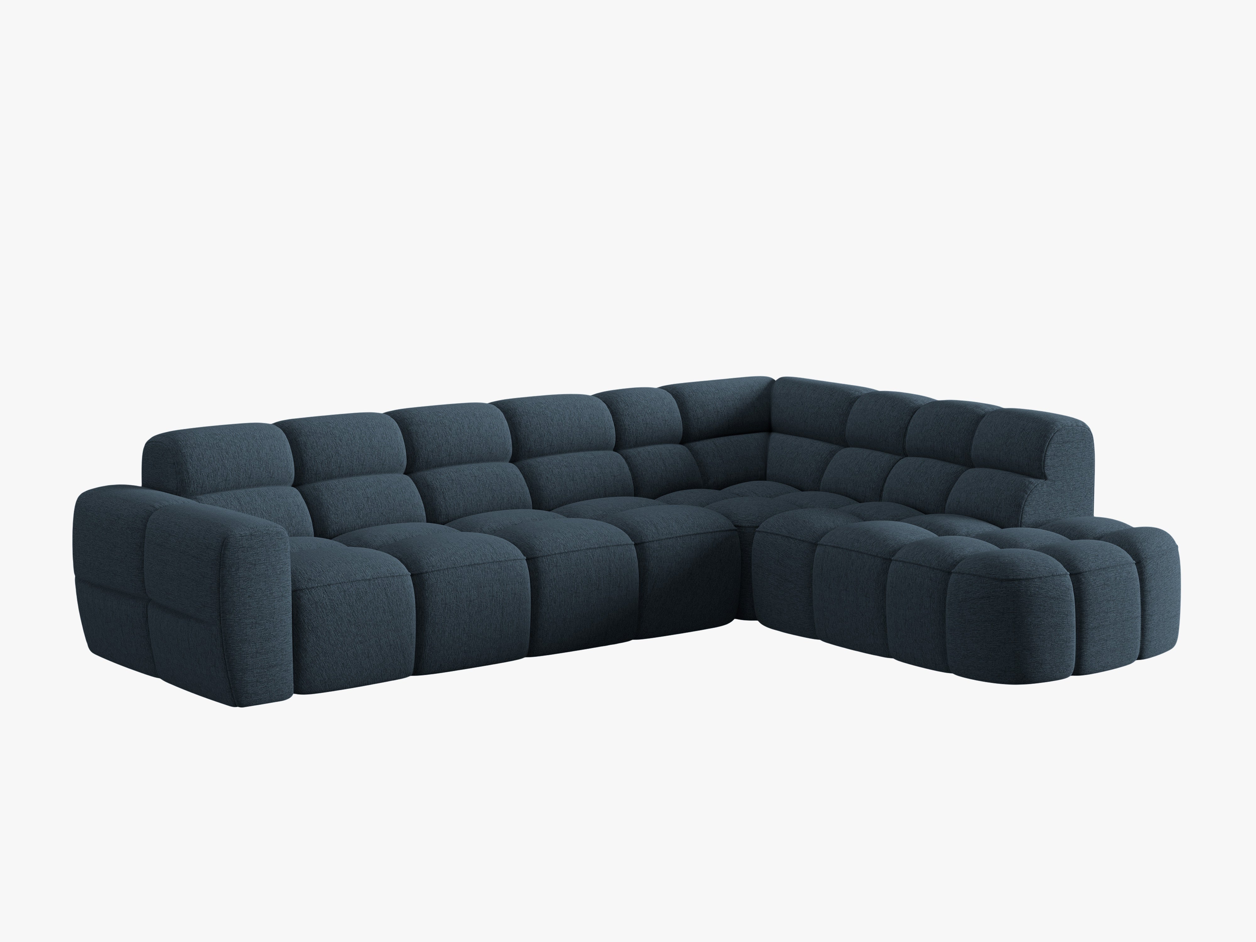 Right-facing corner sofa LISA dark blue chenille