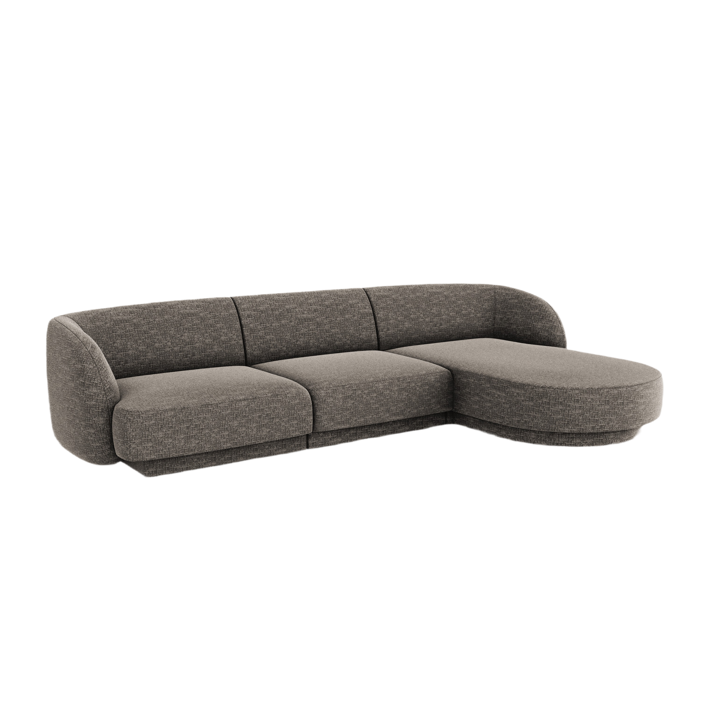 4-seater right-facing corner sofa MILEY in silky gray chenille