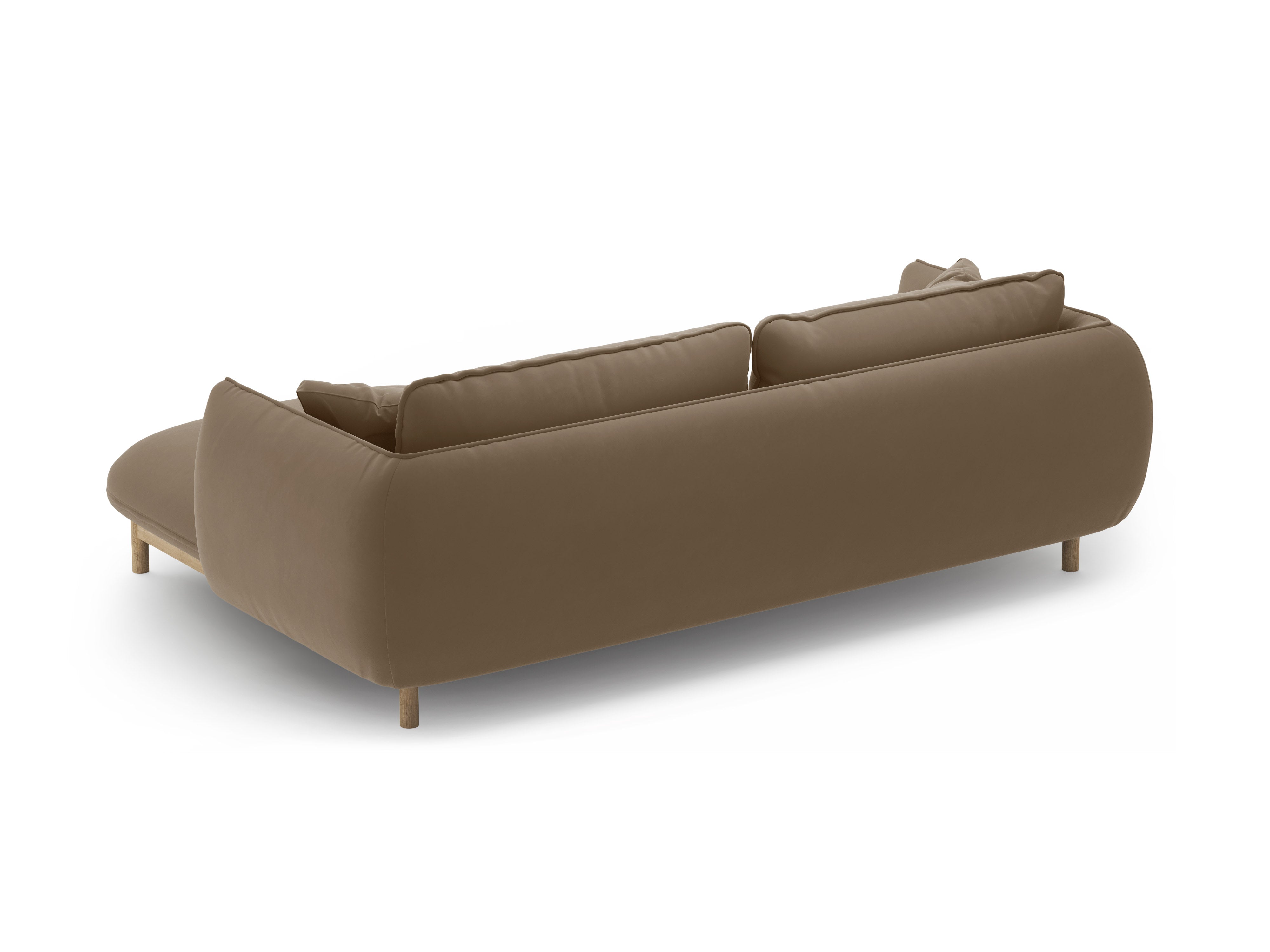Right-facing velvet corner sofa ADA light brown