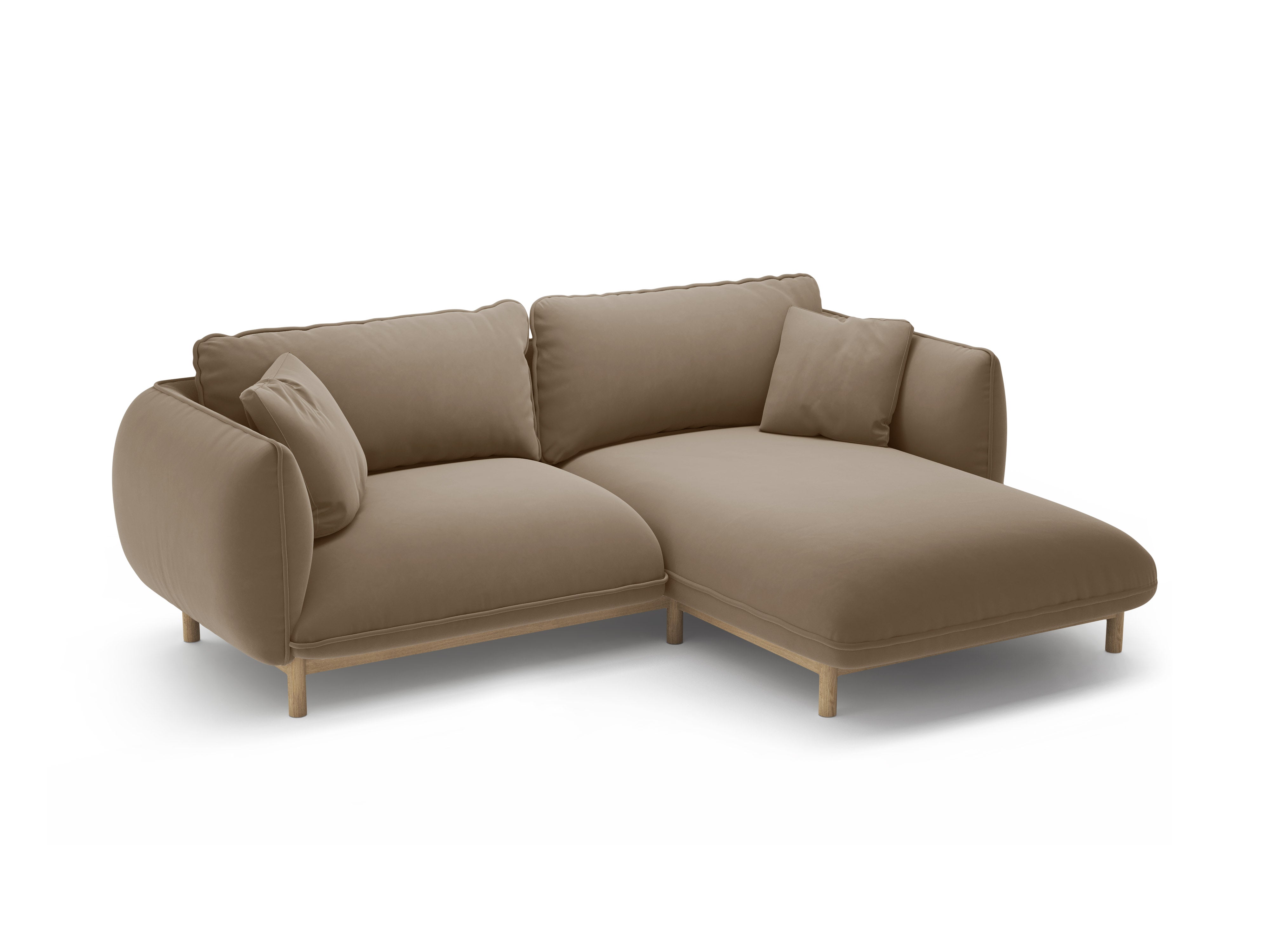 Right-facing velvet corner sofa ADA light brown
