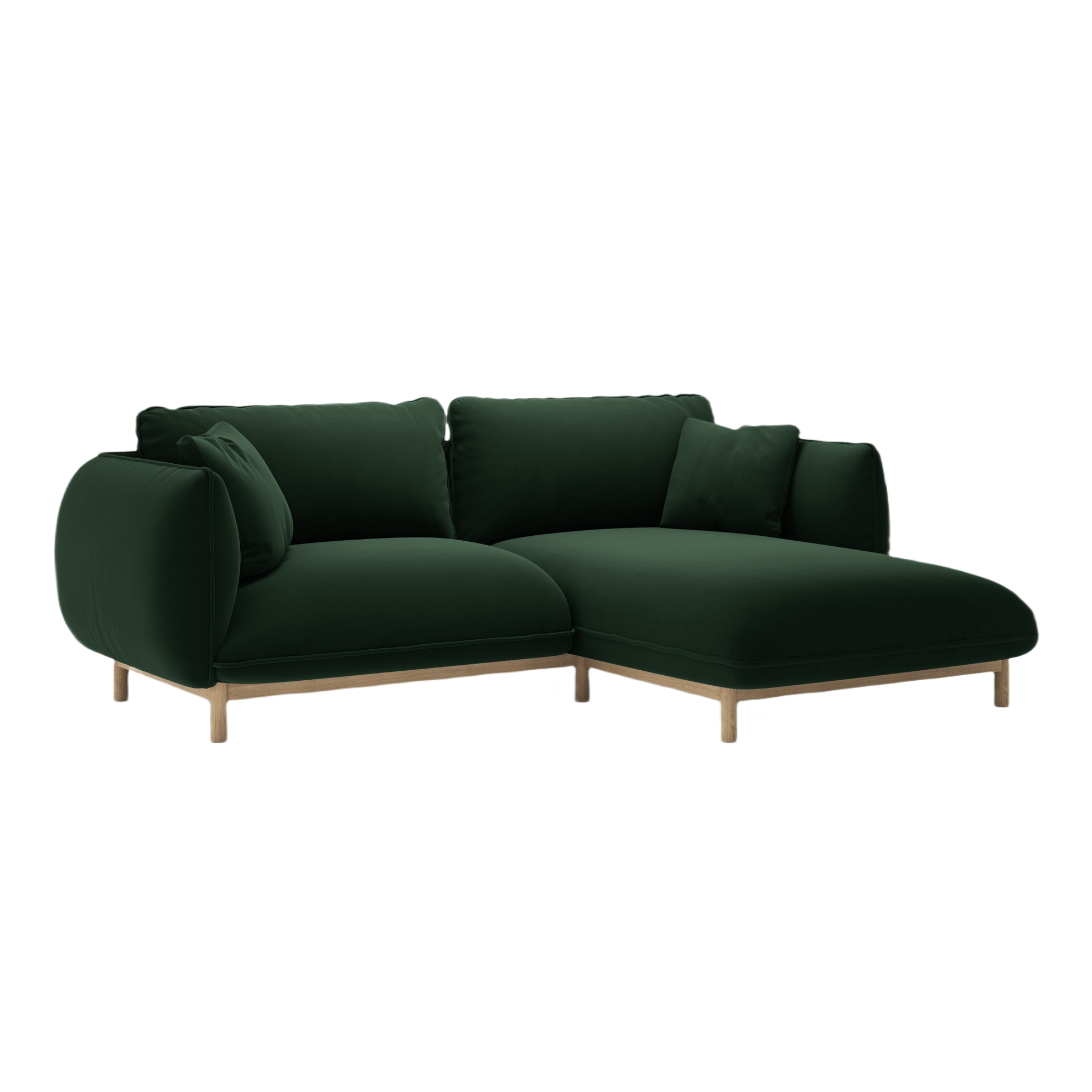 Velvet corner sofa ADA right-facing bottle green