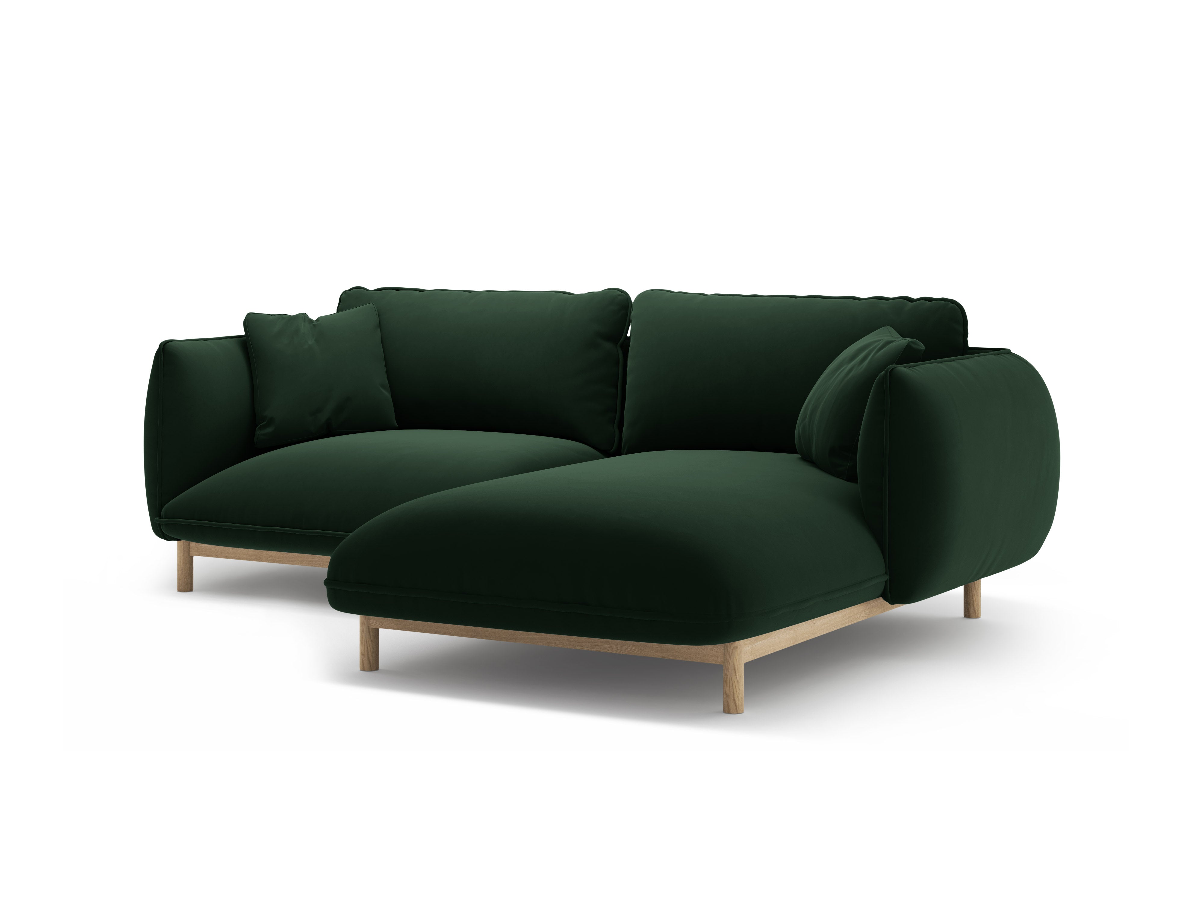 Velvet corner sofa ADA right-facing bottle green