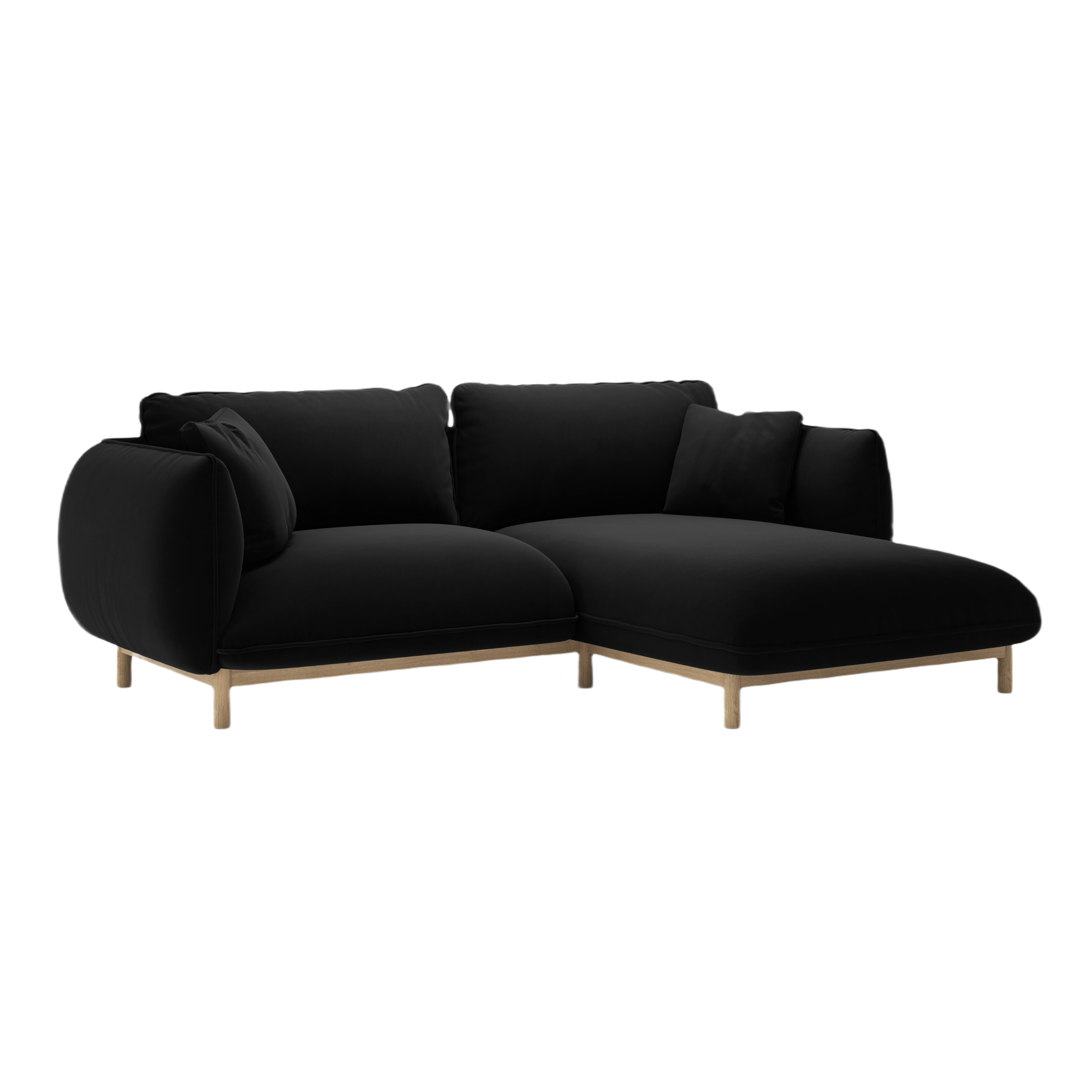 Black right-facing velvet corner sofa ADA