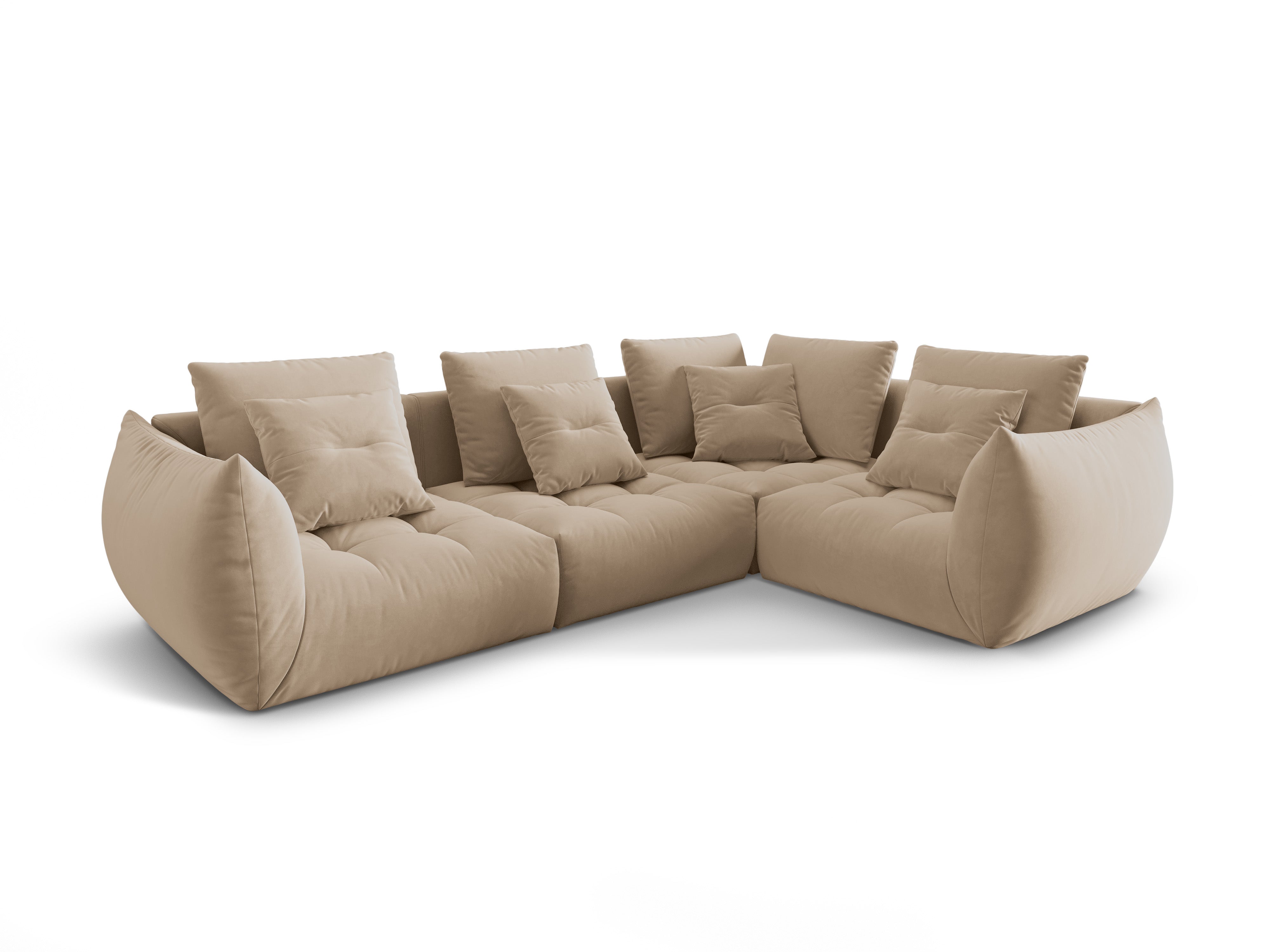 Velvet Modular Right Corner Sofa, "Bloom", 3 Seats, Sand, 316x216x95
Made in Europe
