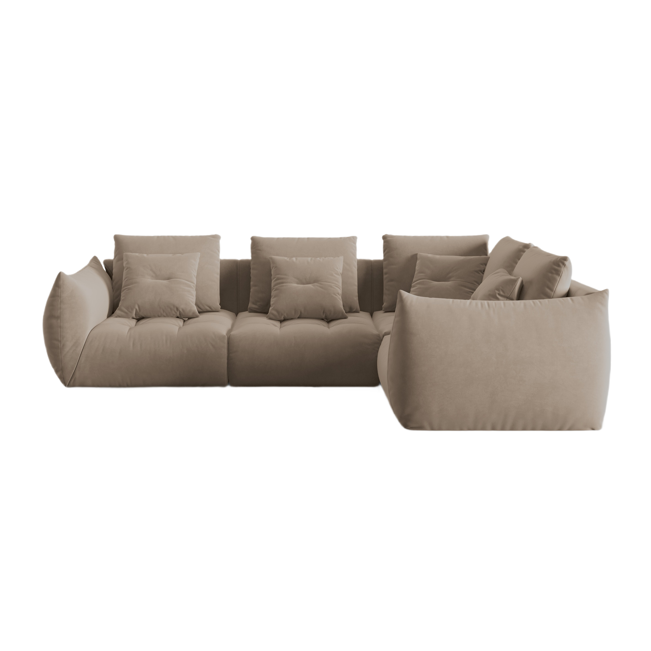 Velvet Modular Right Corner Sofa, "Bloom", 3 Seats, Light Brown, 316x216x95
Made in Europe