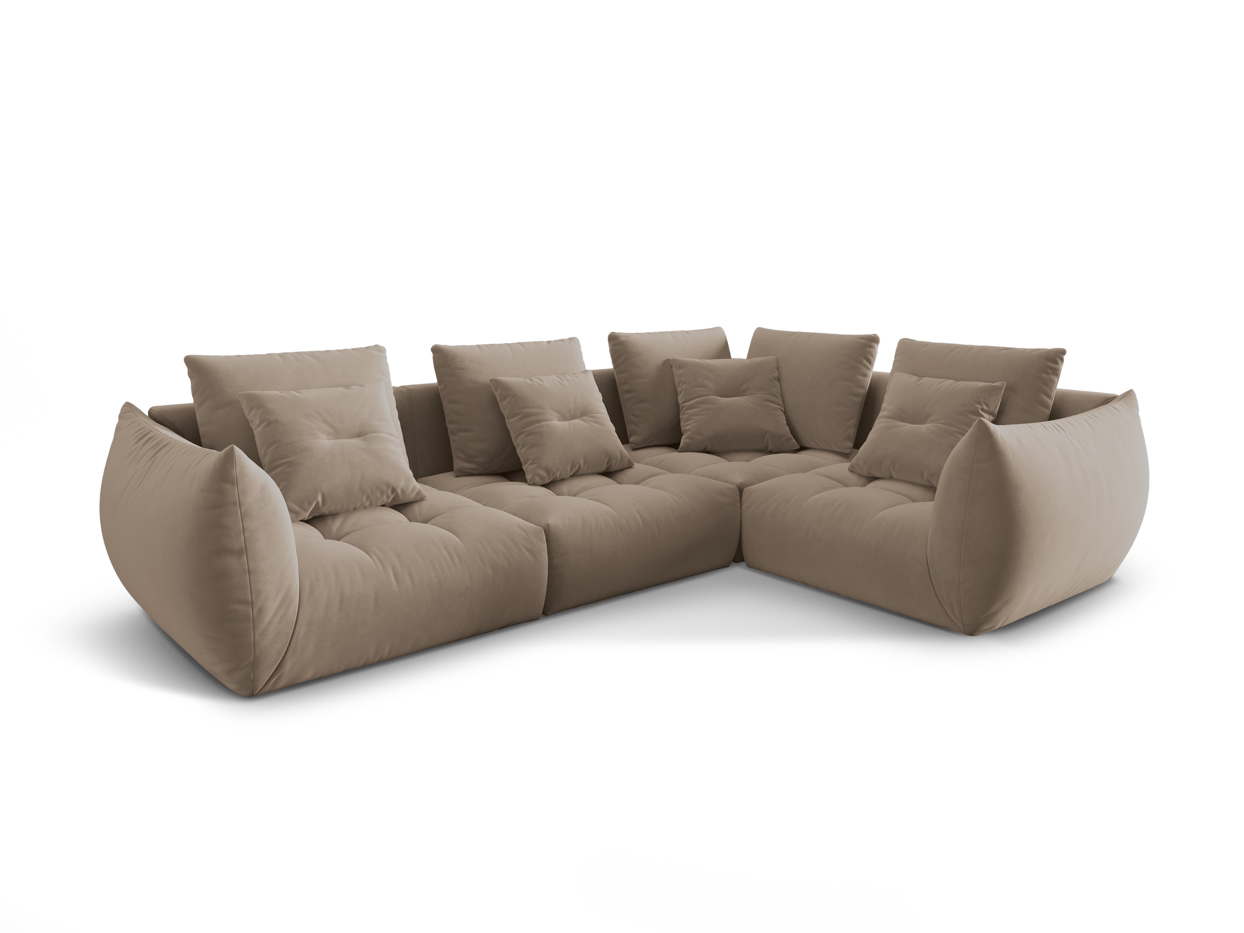 Velvet Modular Right Corner Sofa, "Bloom", 3 Seats, Light Brown, 316x216x95
Made in Europe