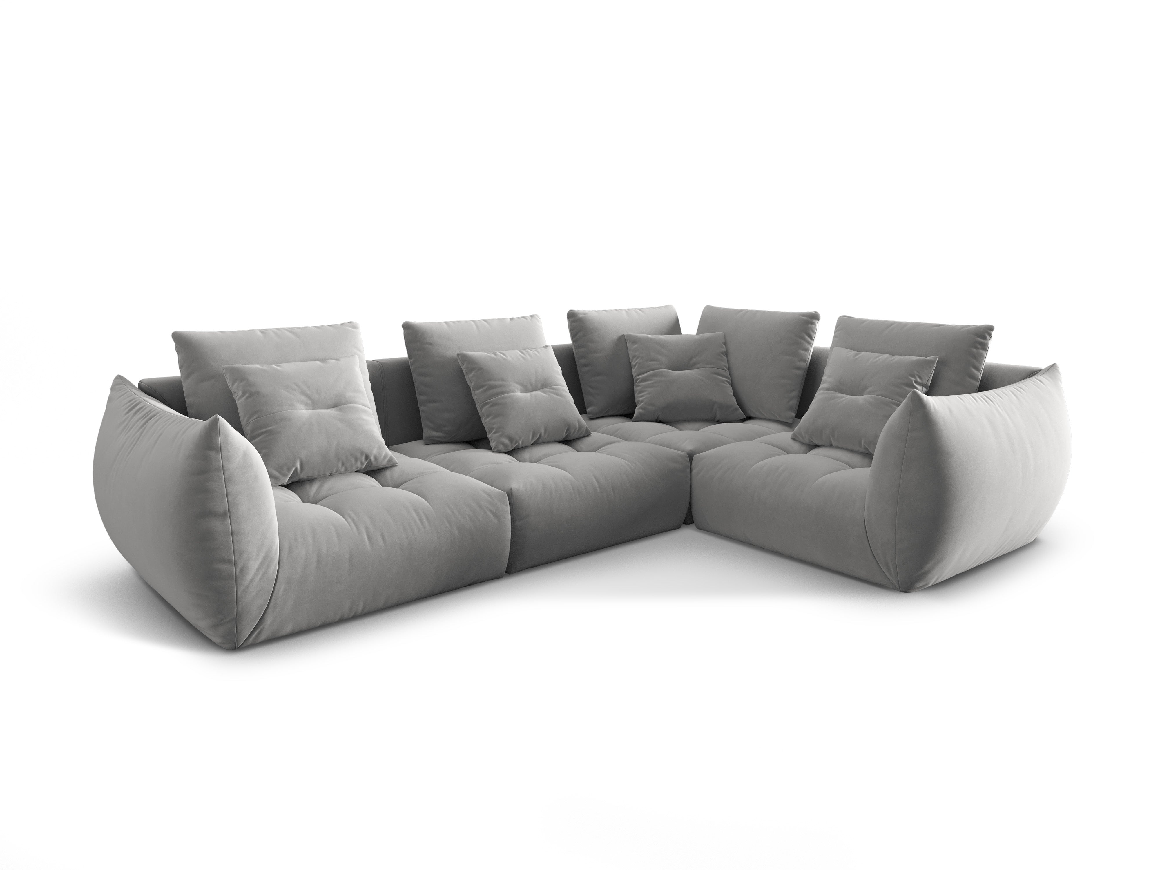 Velvet Modular Right Corner Sofa, "Bloom", 3 Seats, Gray, 316x216x95
Made in Europe