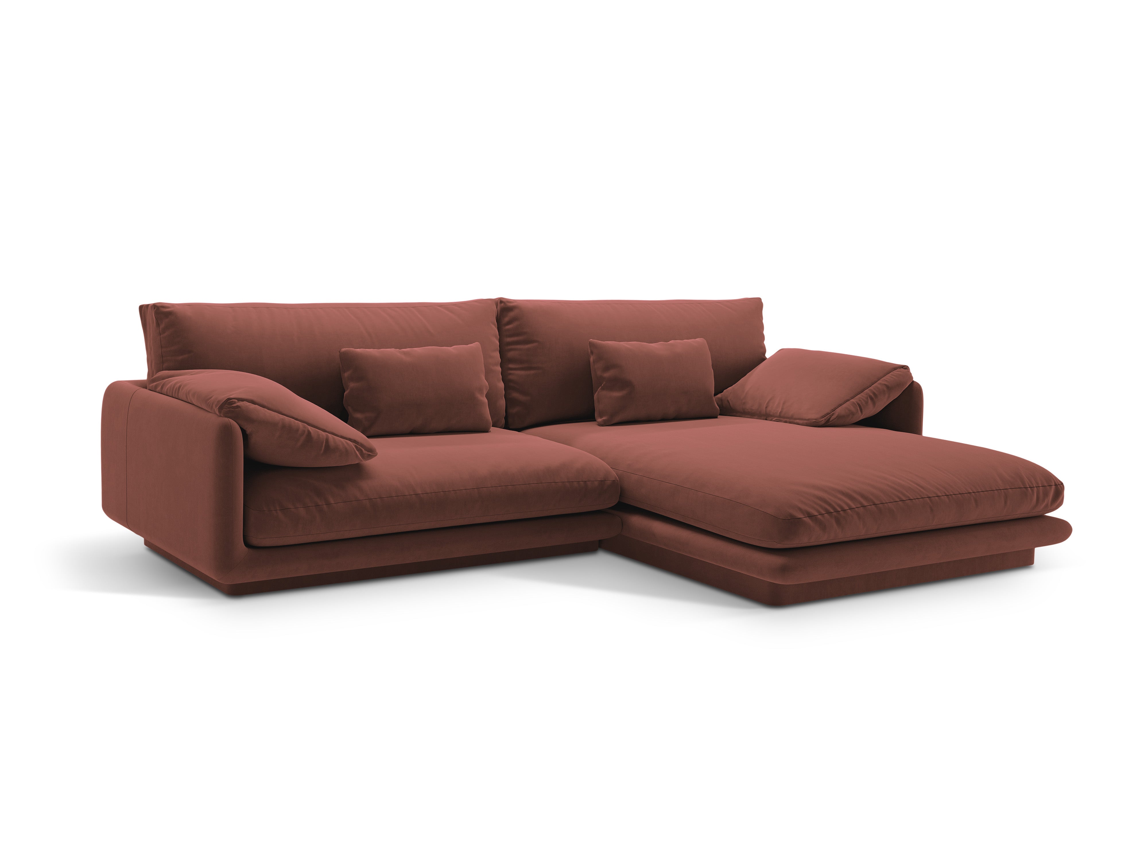 Velvet corner of 4-person right-hand Torino Cuoio