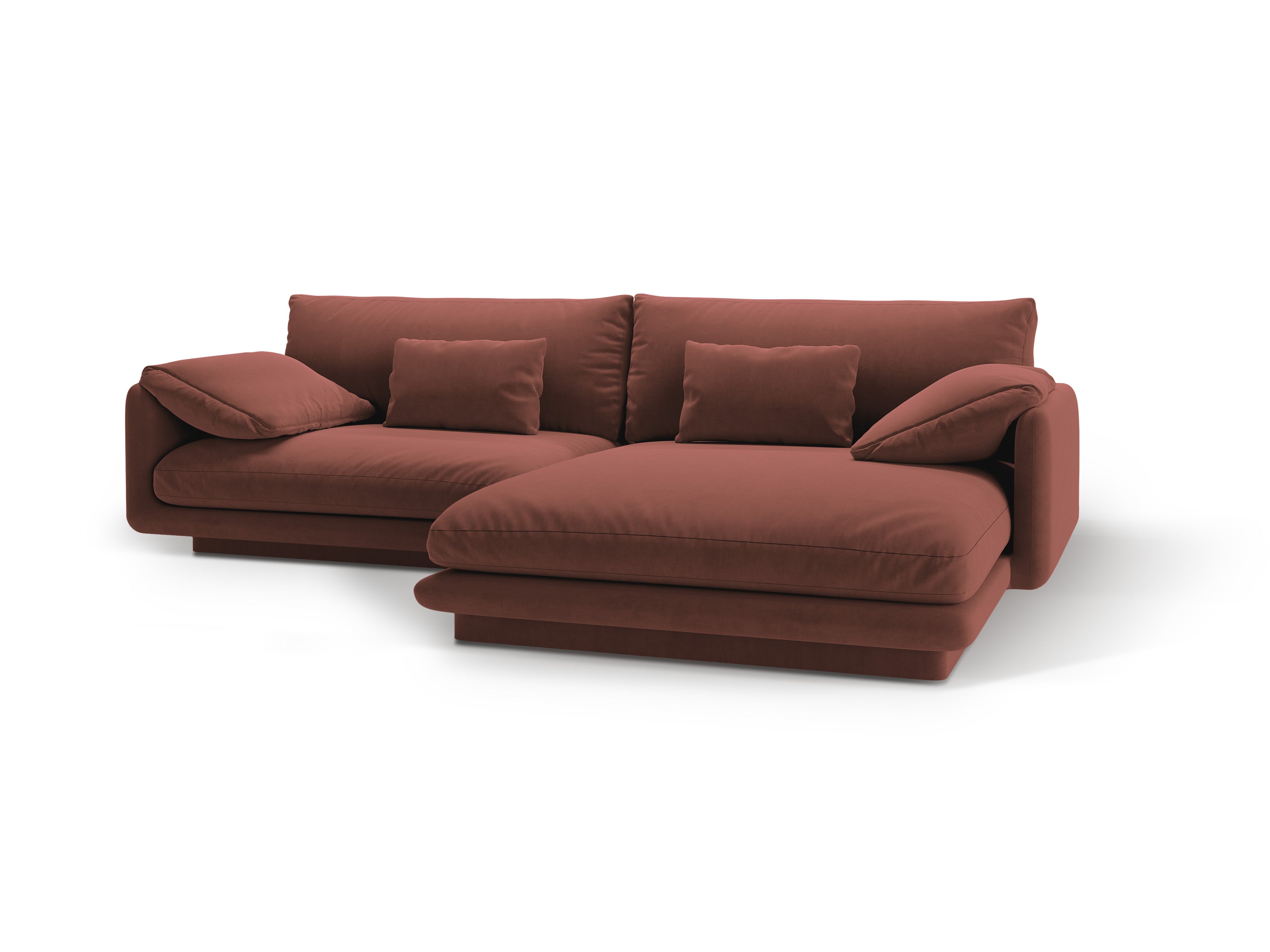 Velvet corner of 4-person right-hand Torino Cuoio