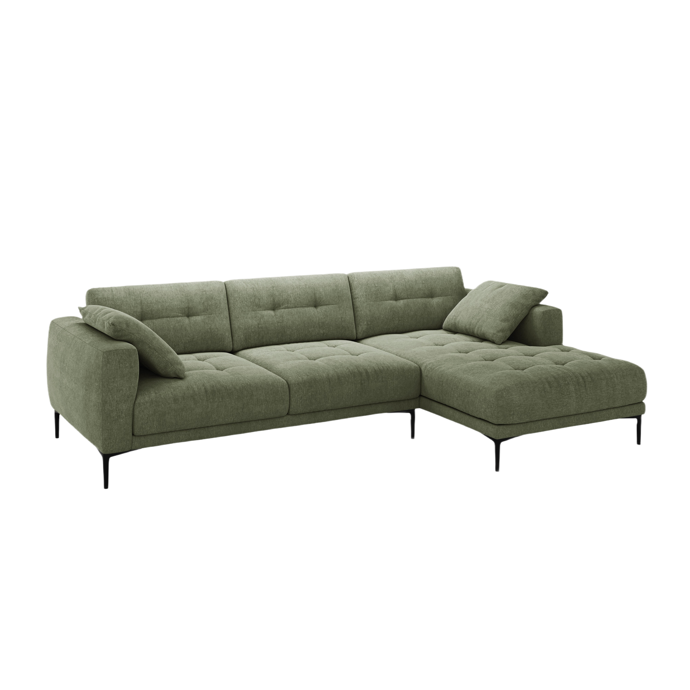 Right-sided corner sofa BEMY olive chenille