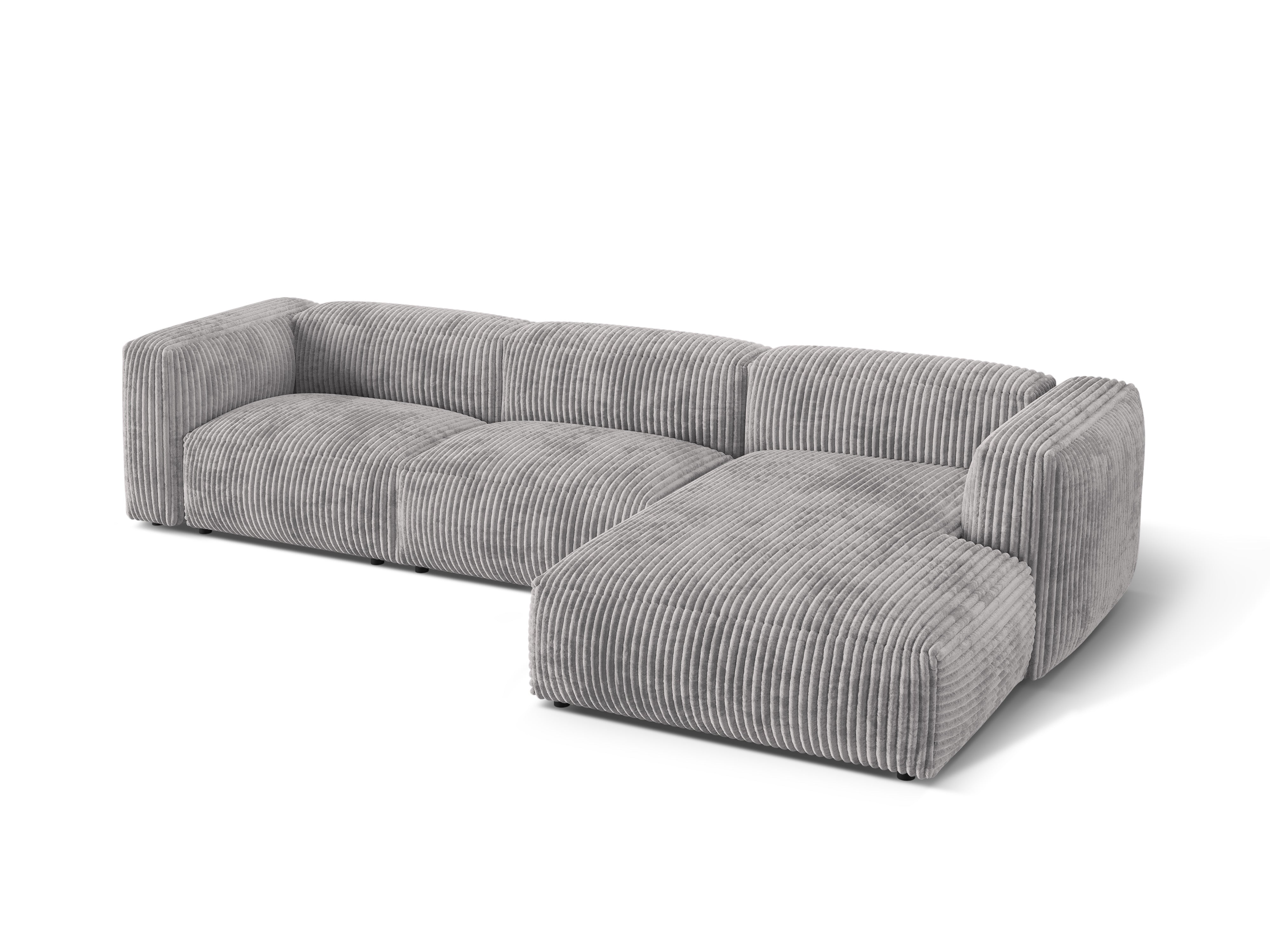 Right-handed 3-person corner Martin light gray corduroy