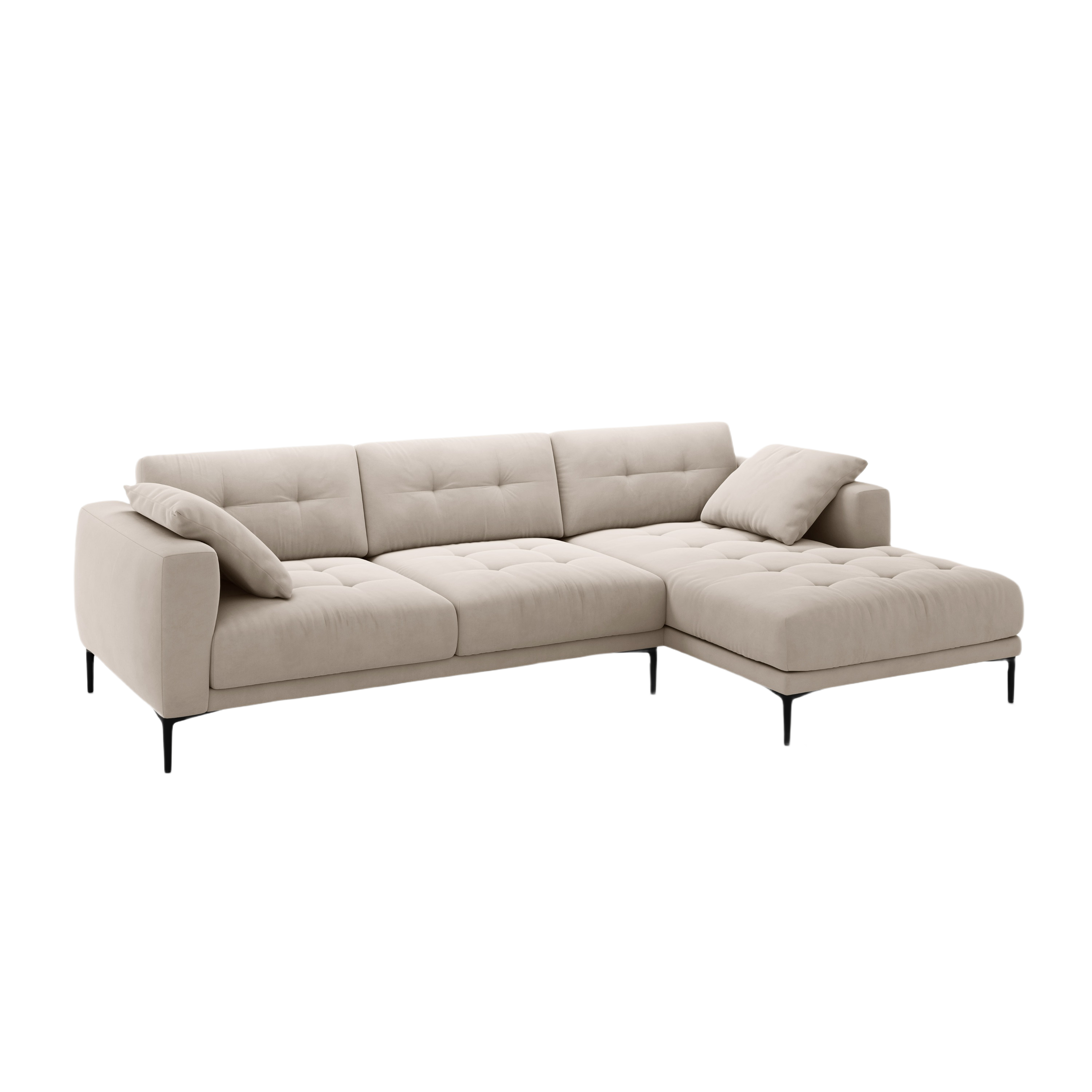 Right-facing velvet corner sofa BEMY beige