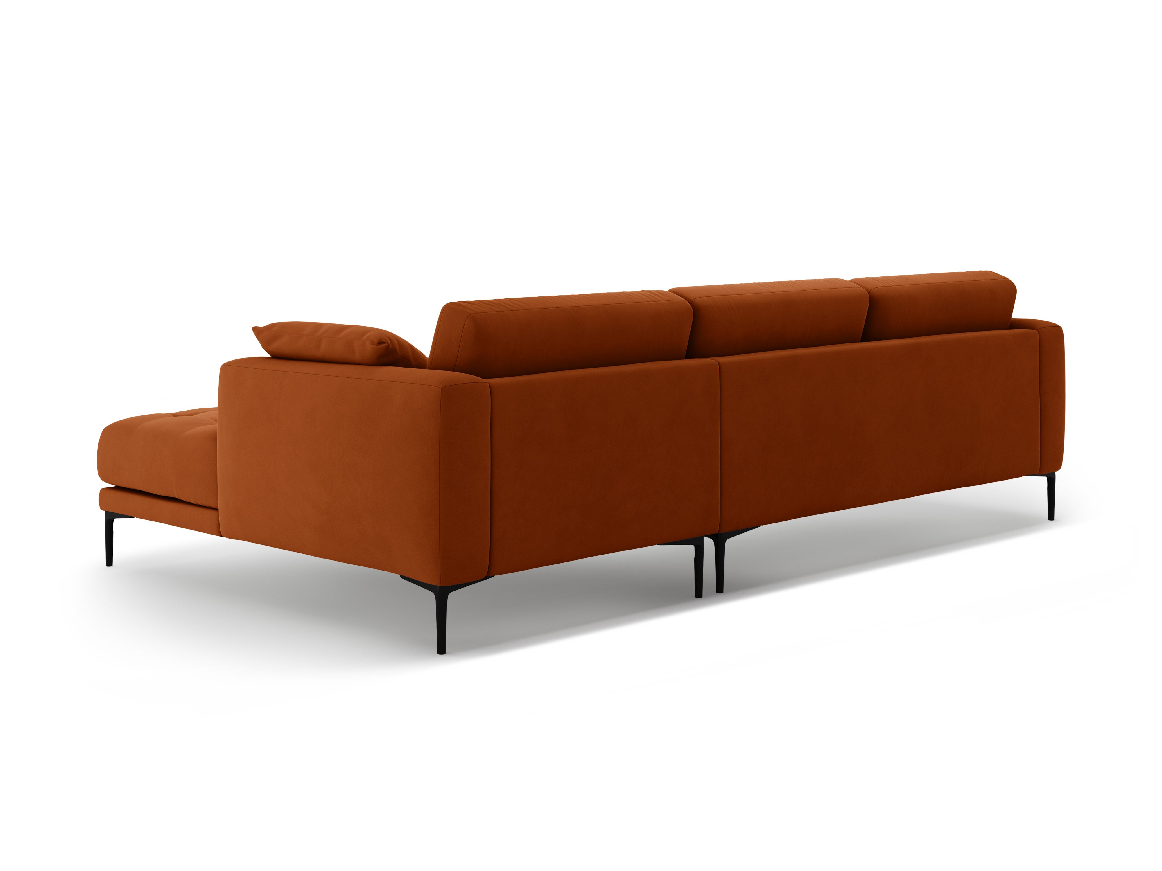 Velvet corner sofa right-sided BEMY terracotta