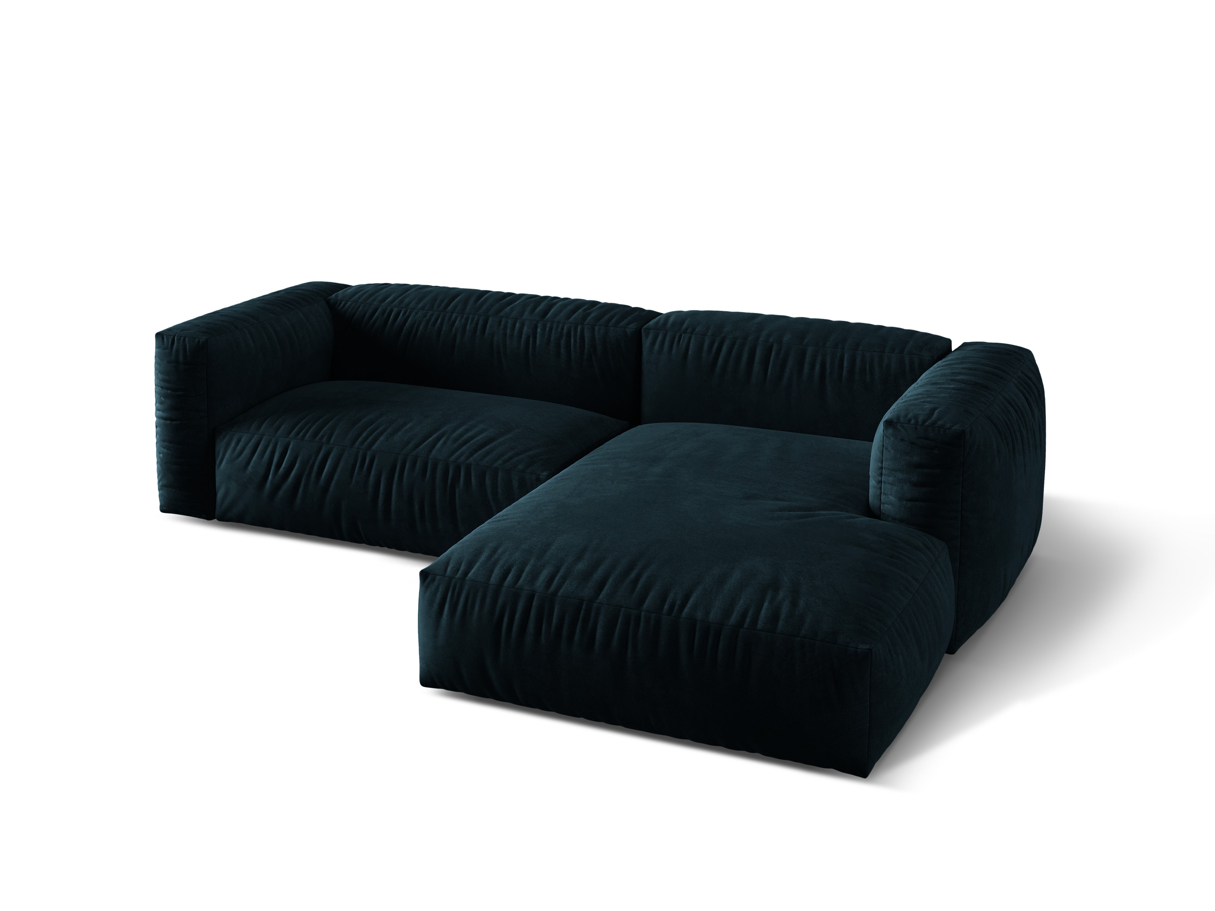 Rechte Velvet-Ecke 2-Personen Martin Navy Blue Benzin