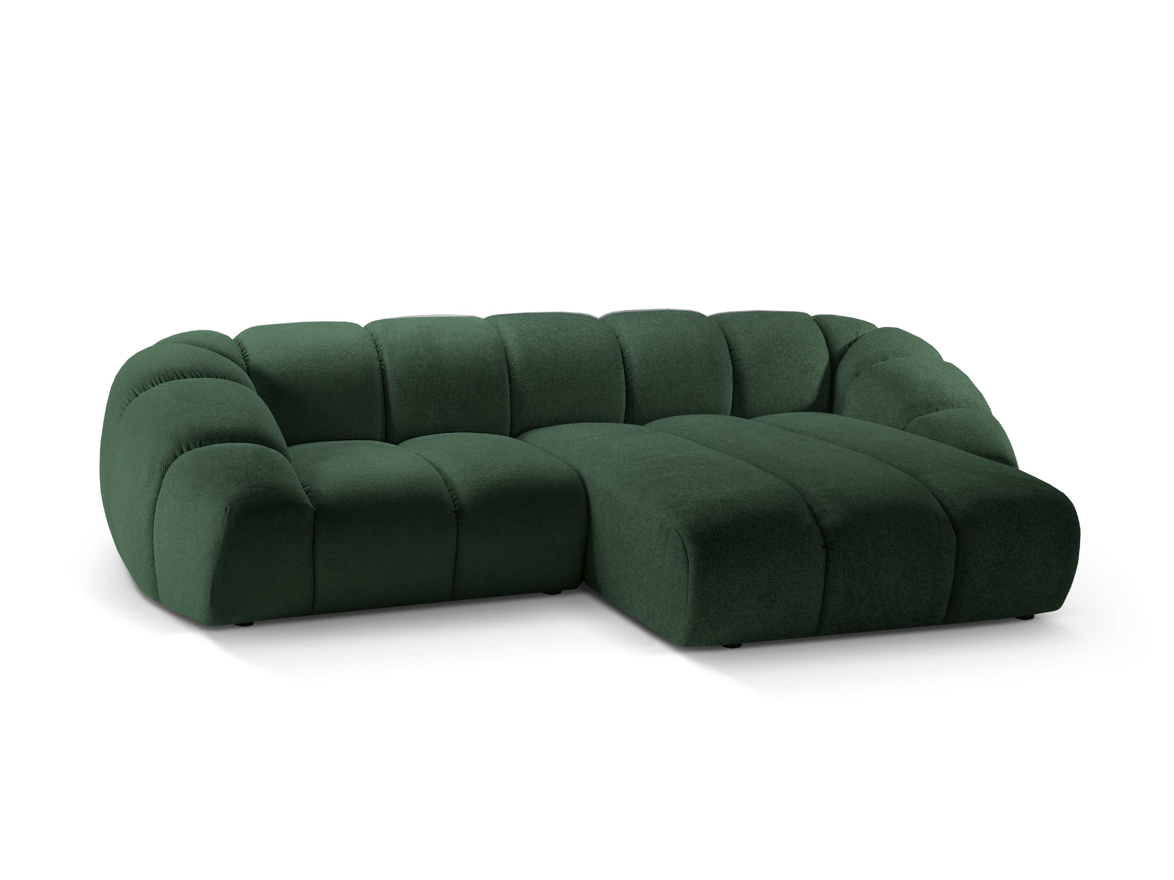 Dreisitzer-Ecksofa rechts DIANA dunkelgrüner Chenille
