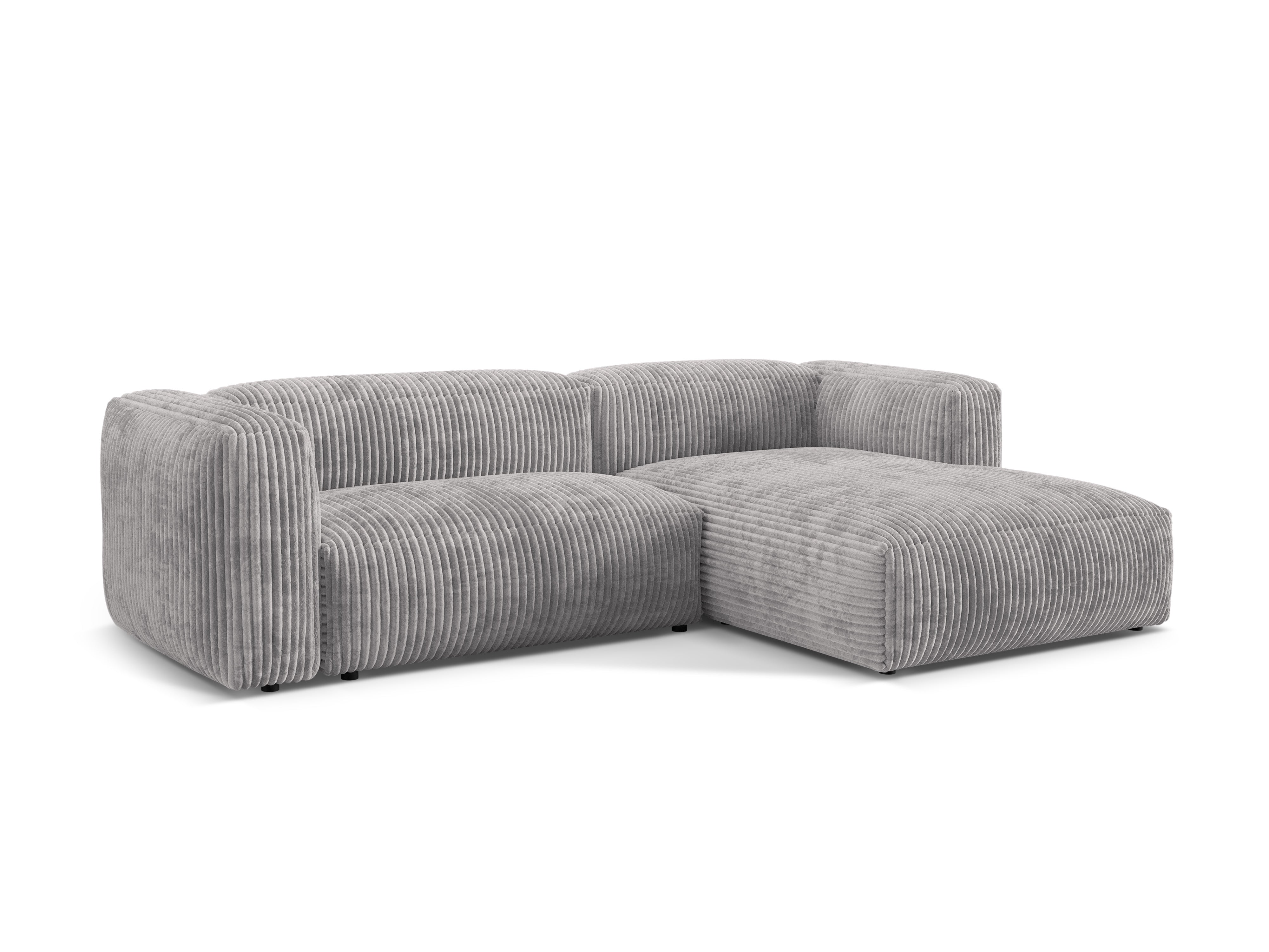 Right-sided corner of 2-person Martin light gray corduroy