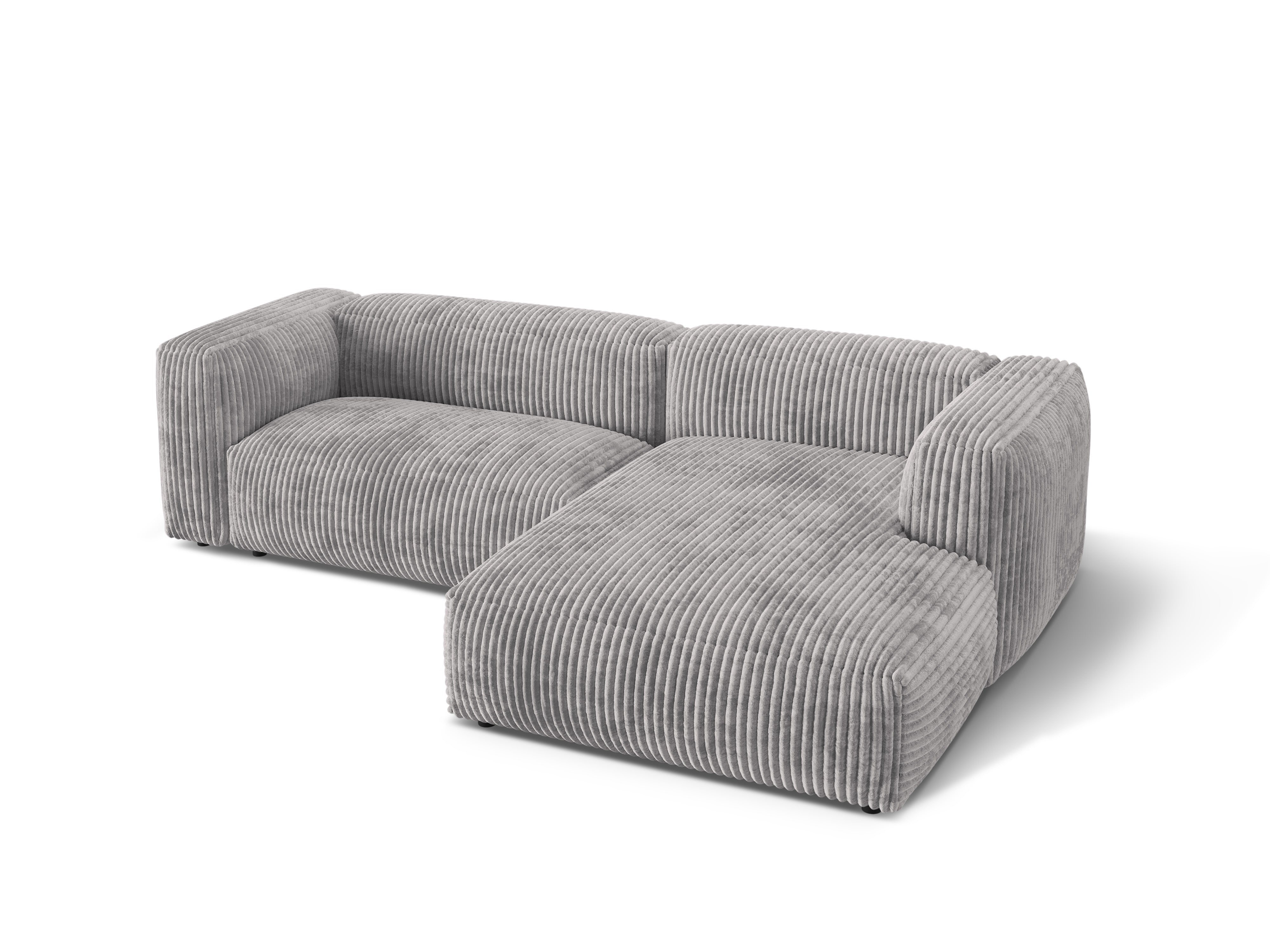 Right-sided corner of 2-person Martin light gray corduroy