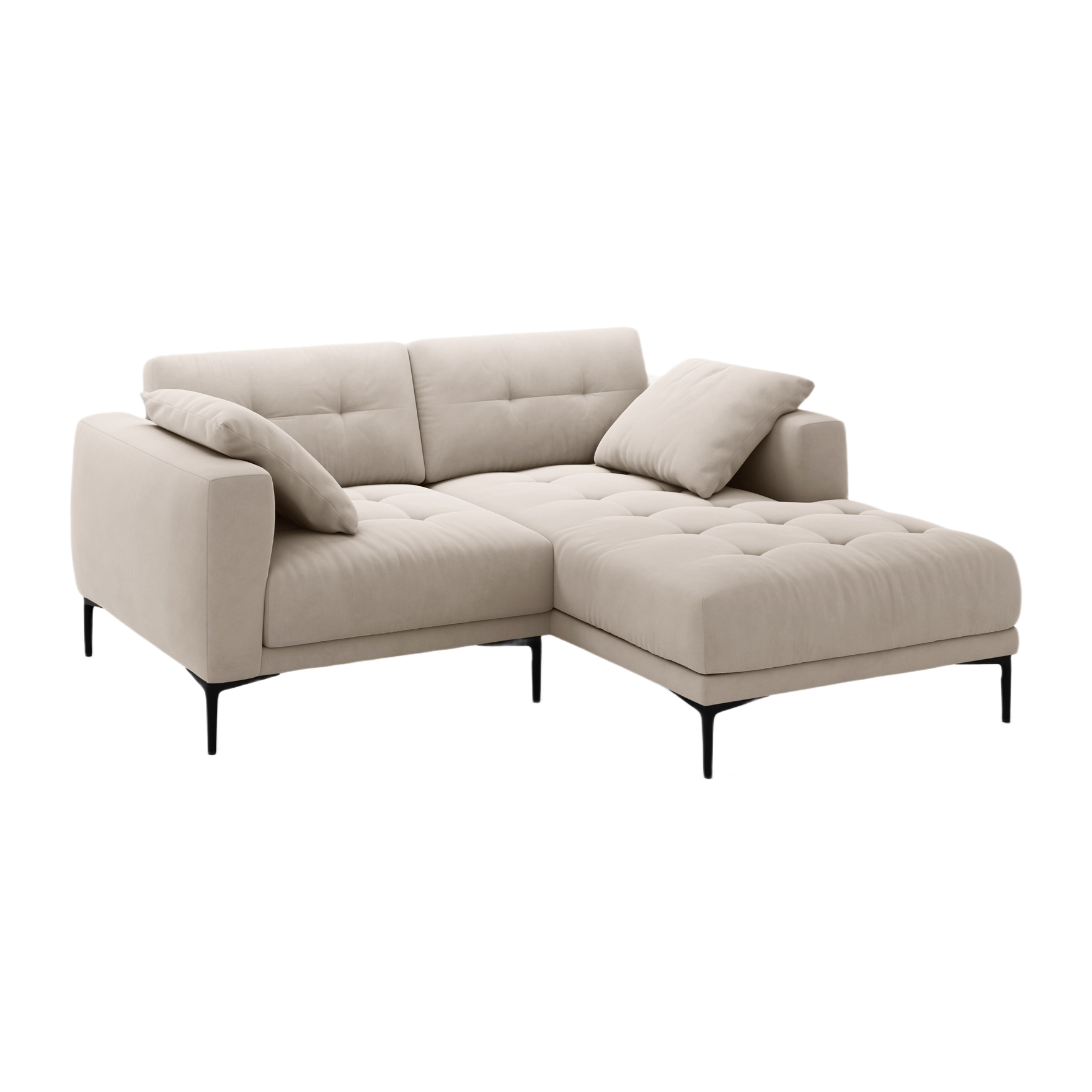 Right-facing velvet corner sofa BEMY beige