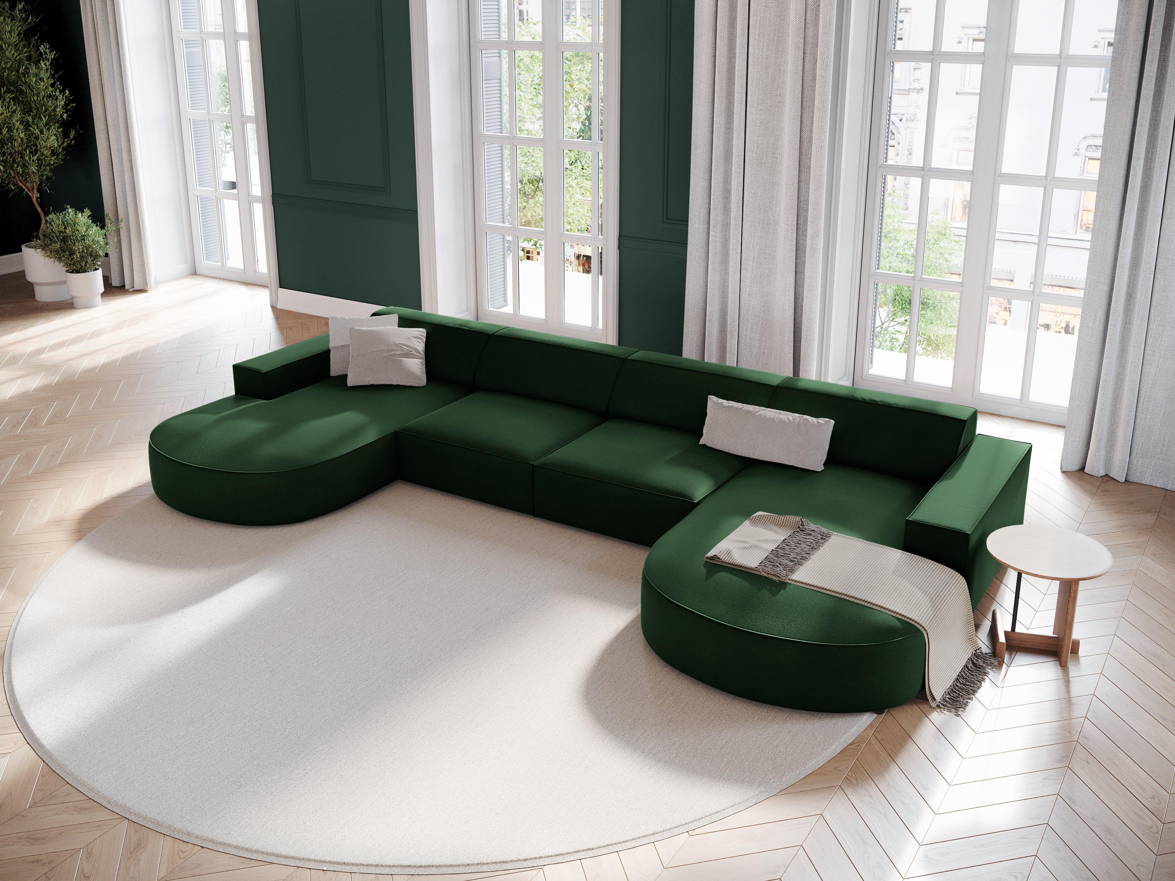 Sofa aksamitna panoramiczna okrągła JODIE butelkowa zieleń Micadoni Eye on Design