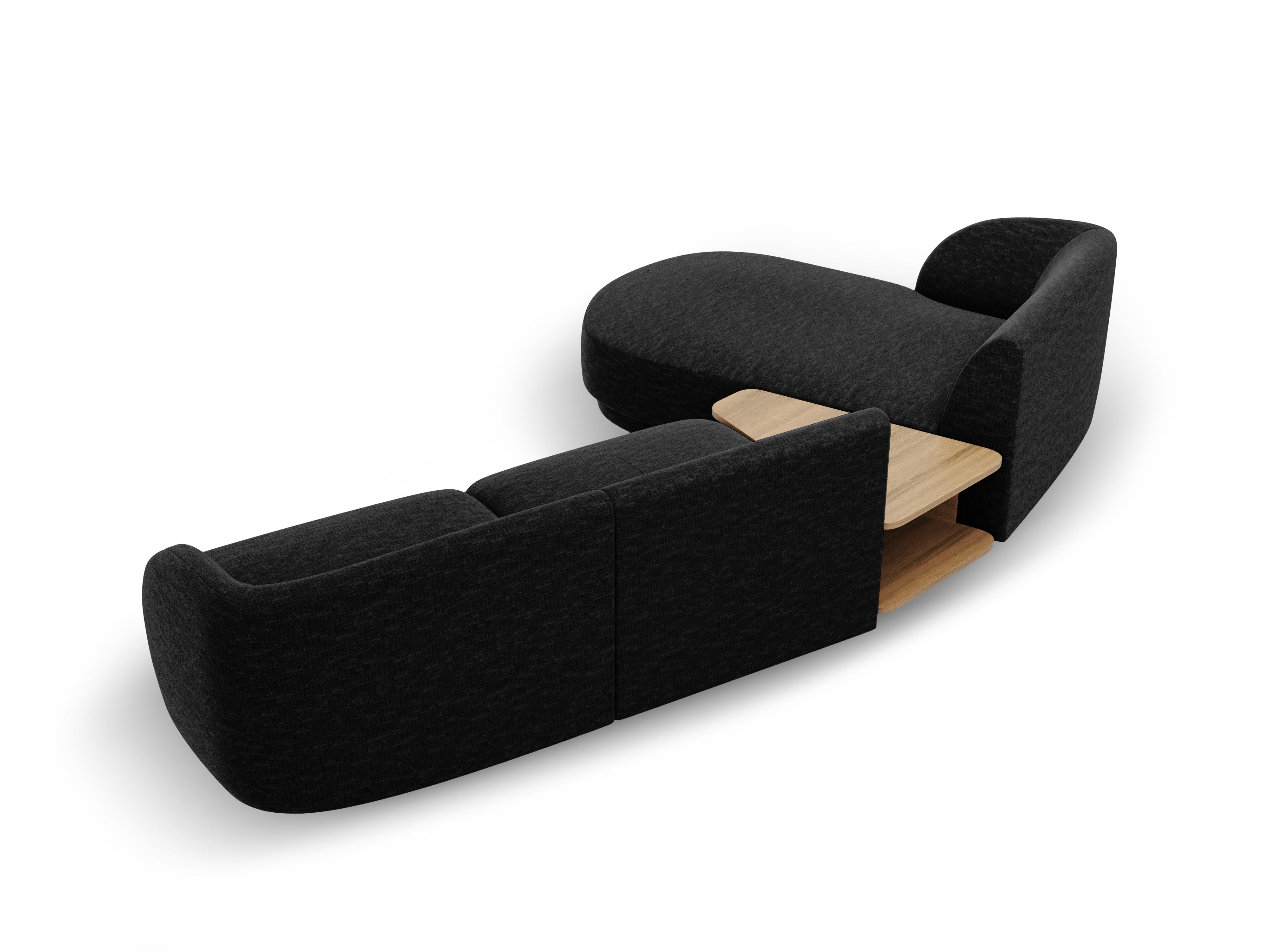 Modulares Ecksofa mit Tisch, 3-Sitzer, links, MILEY, schwarzer Chenille