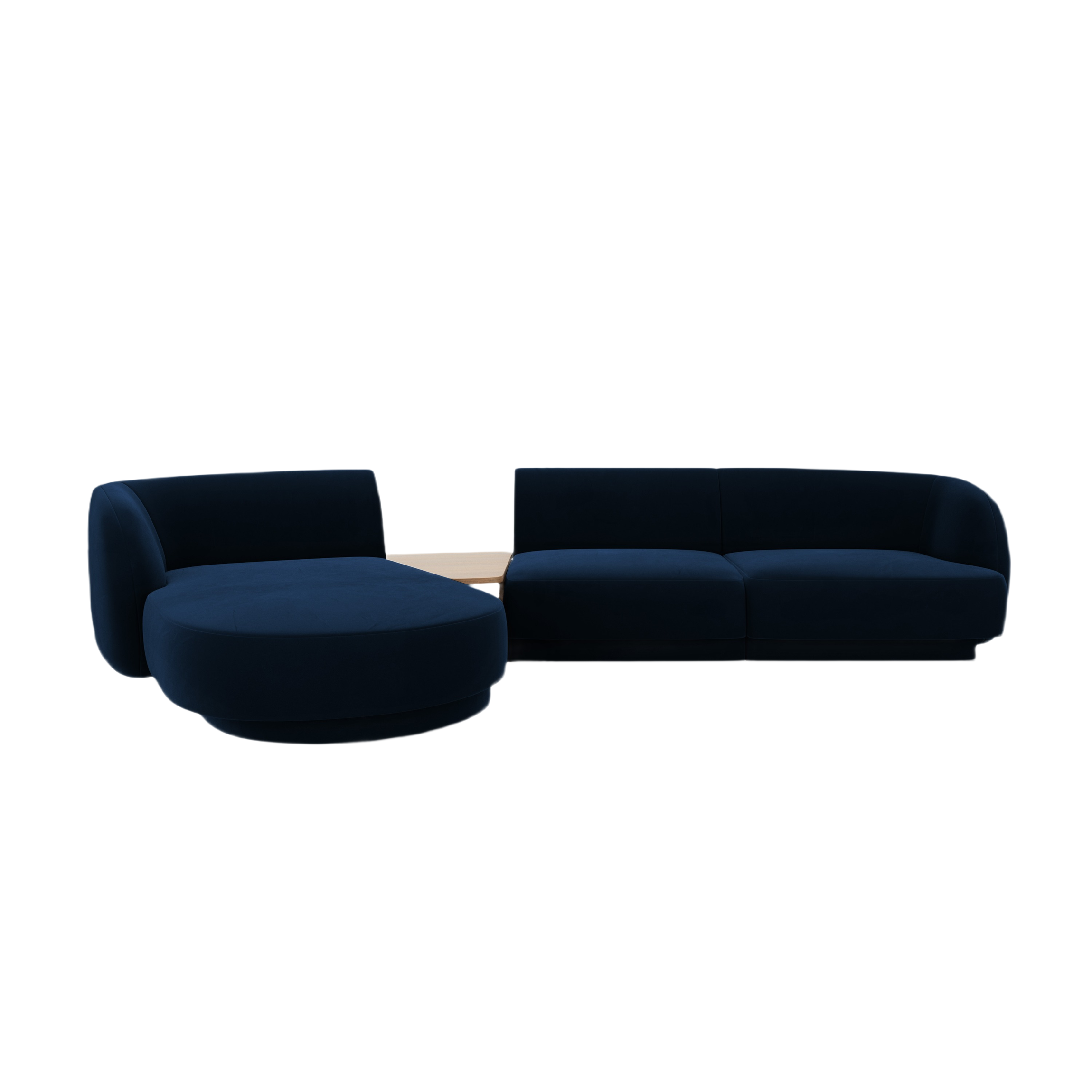 Modulares Ecksofa mit Tisch, 3-Sitzer, links, MILEY, königsblau