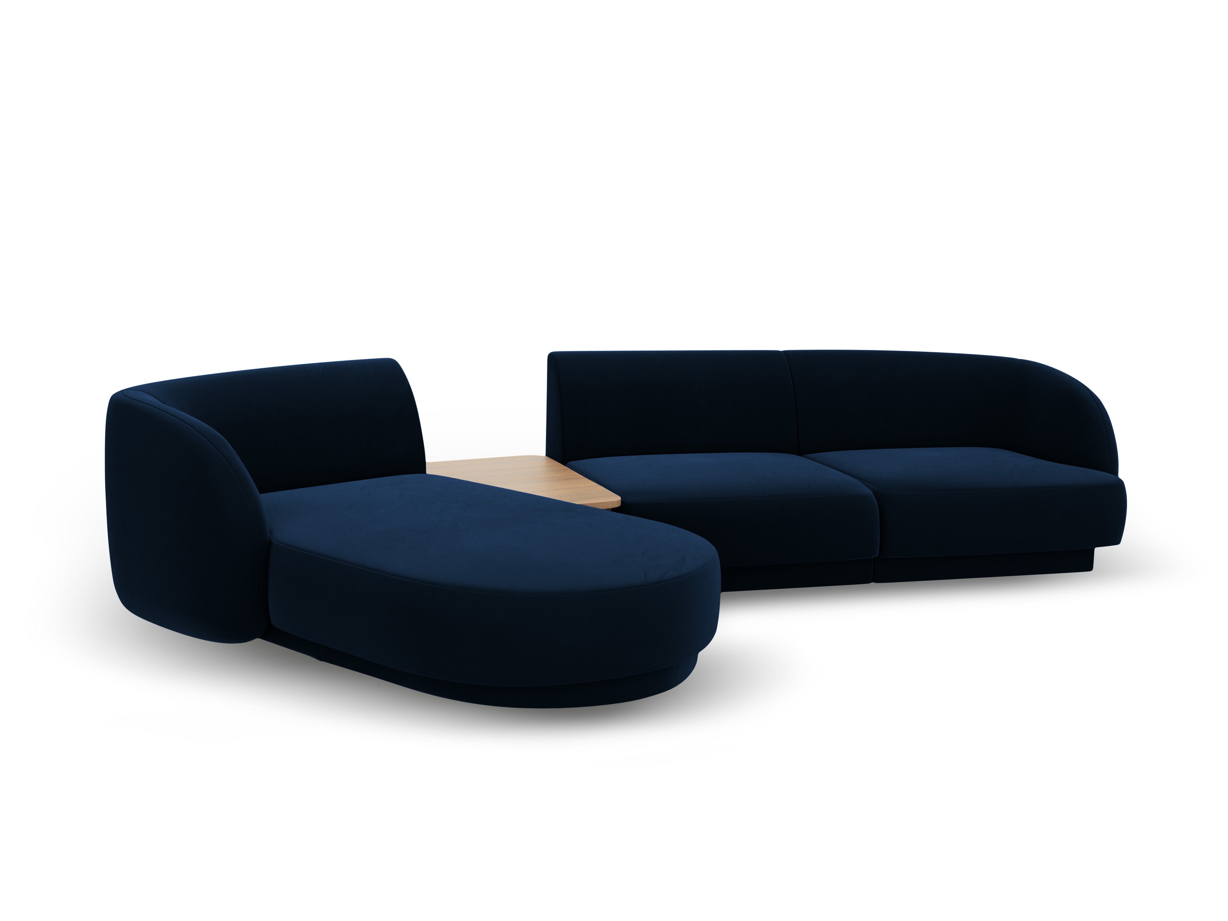 Modulares Ecksofa mit Tisch, 3-Sitzer, links, MILEY, königsblau