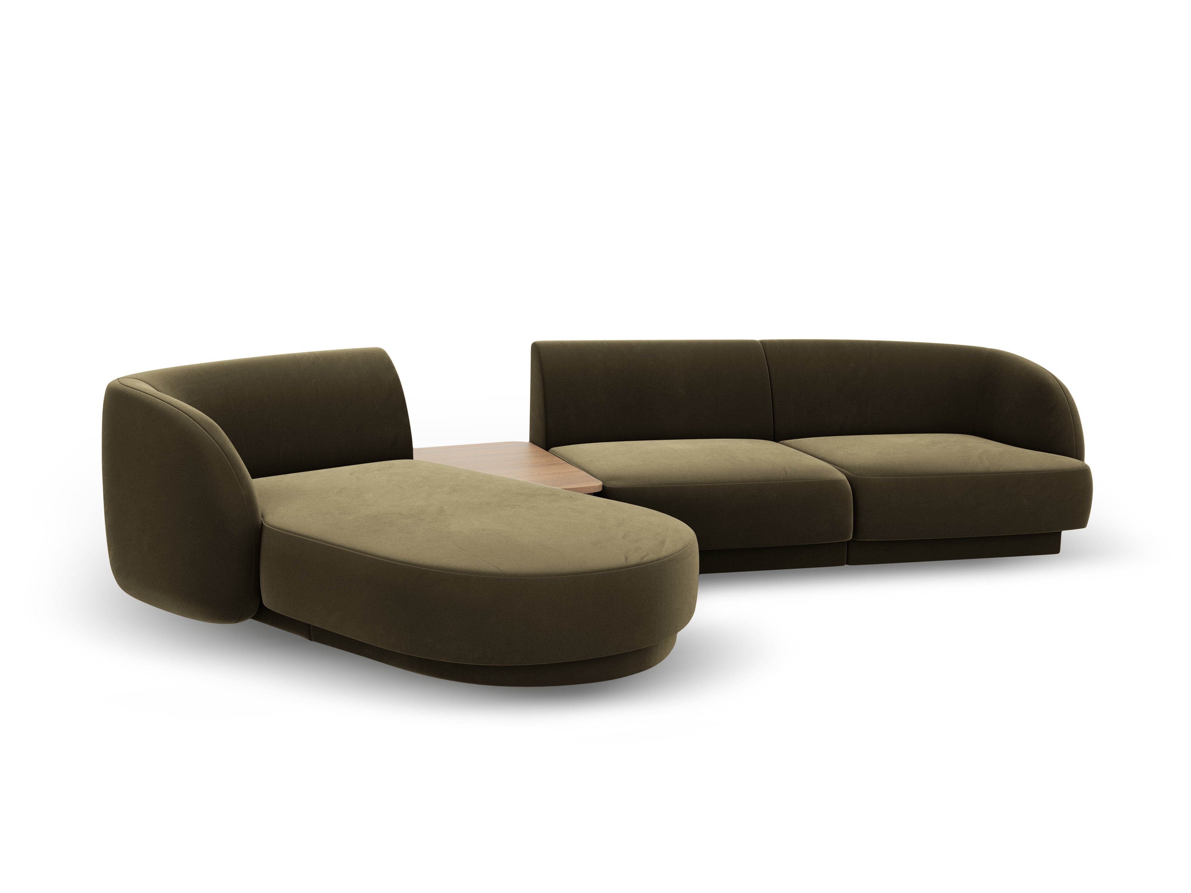 Modular corner sofa with table 3-seater left-sided MILEY green