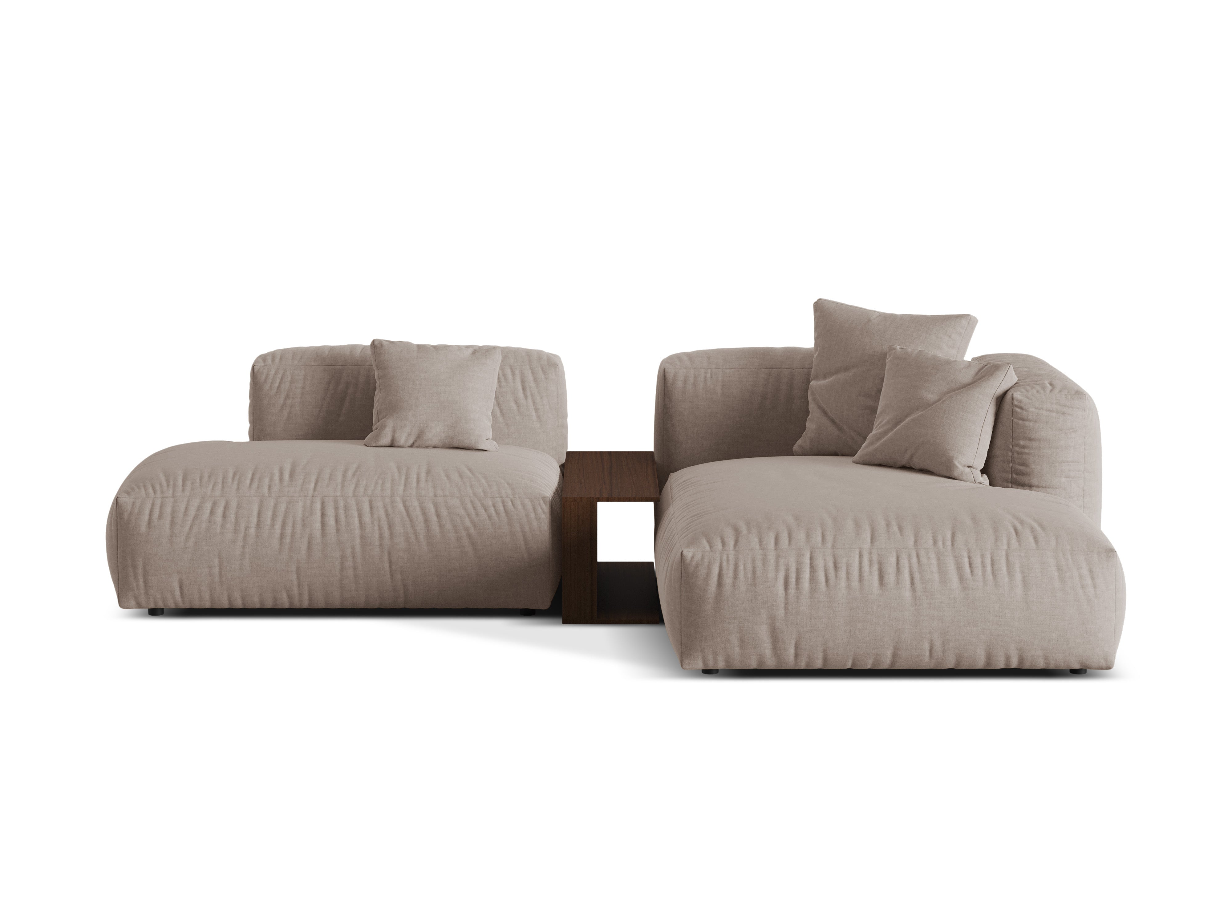 Rechts -Ecke mit einem dunklen beige Martin -Tisch