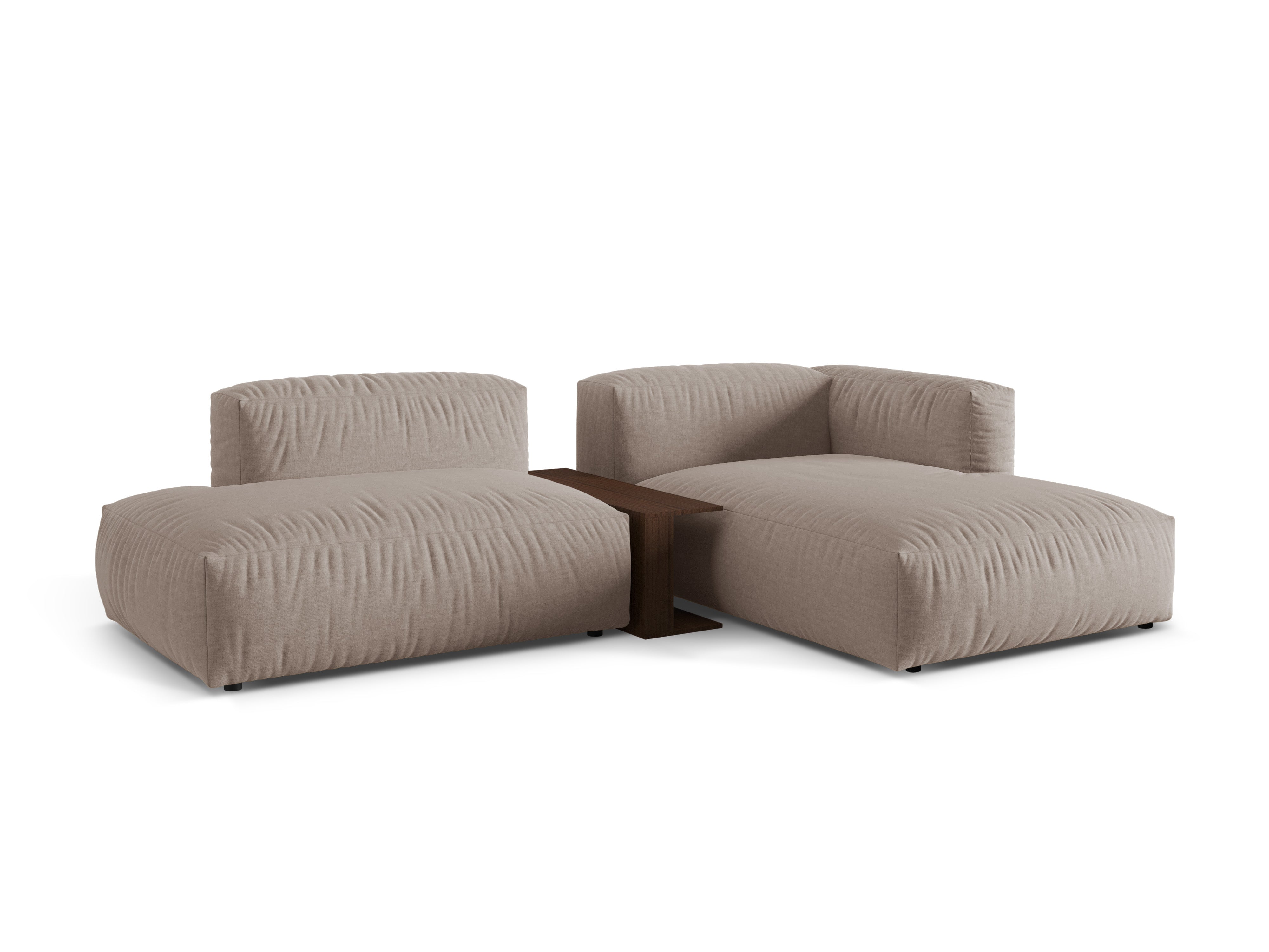 Rechts -Ecke mit einem dunklen beige Martin -Tisch