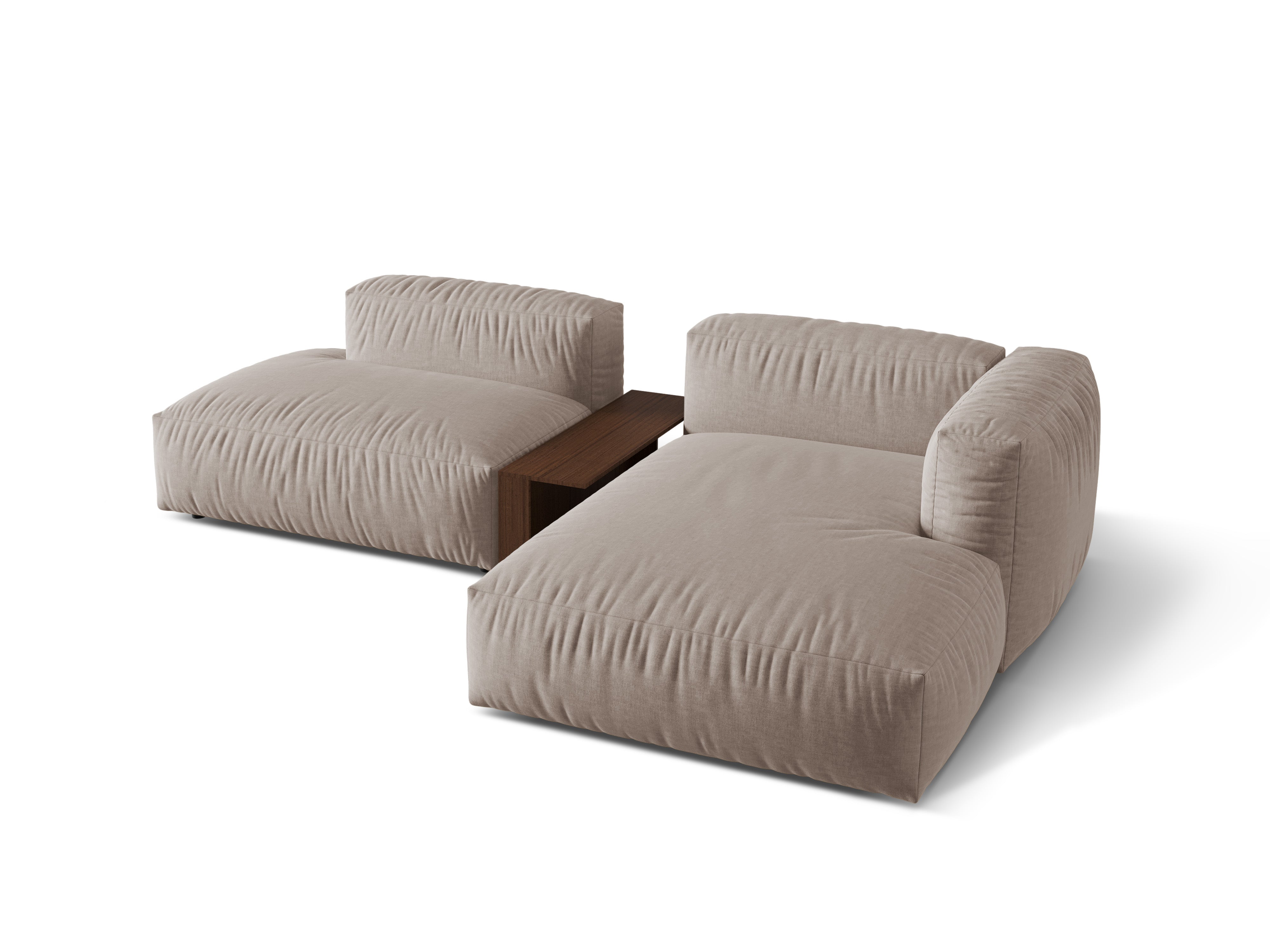 Rechts -Ecke mit einem dunklen beige Martin -Tisch