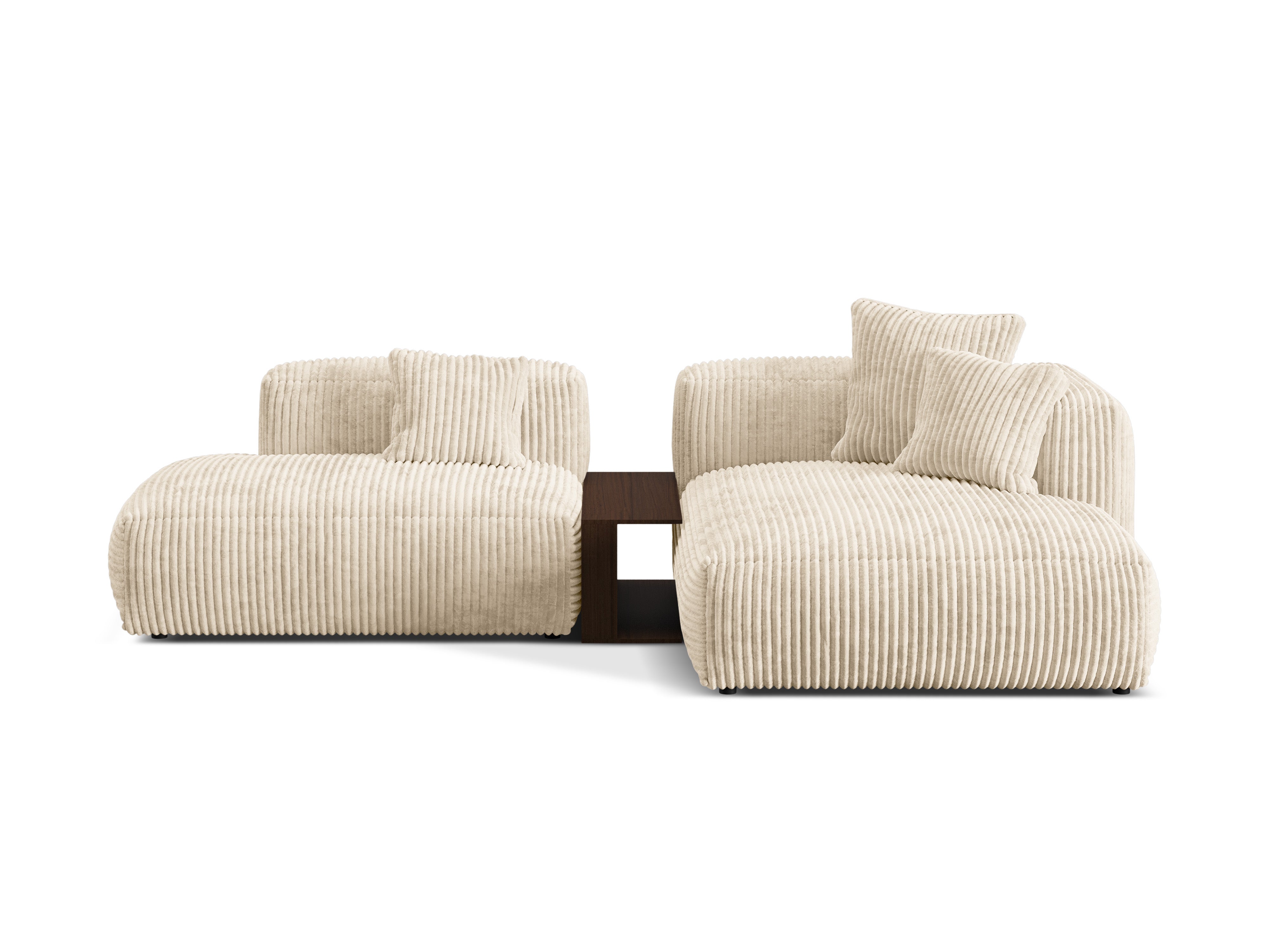 Rechts -Ecke mit einem Martin -Tischleuchten -Beige Corduroy