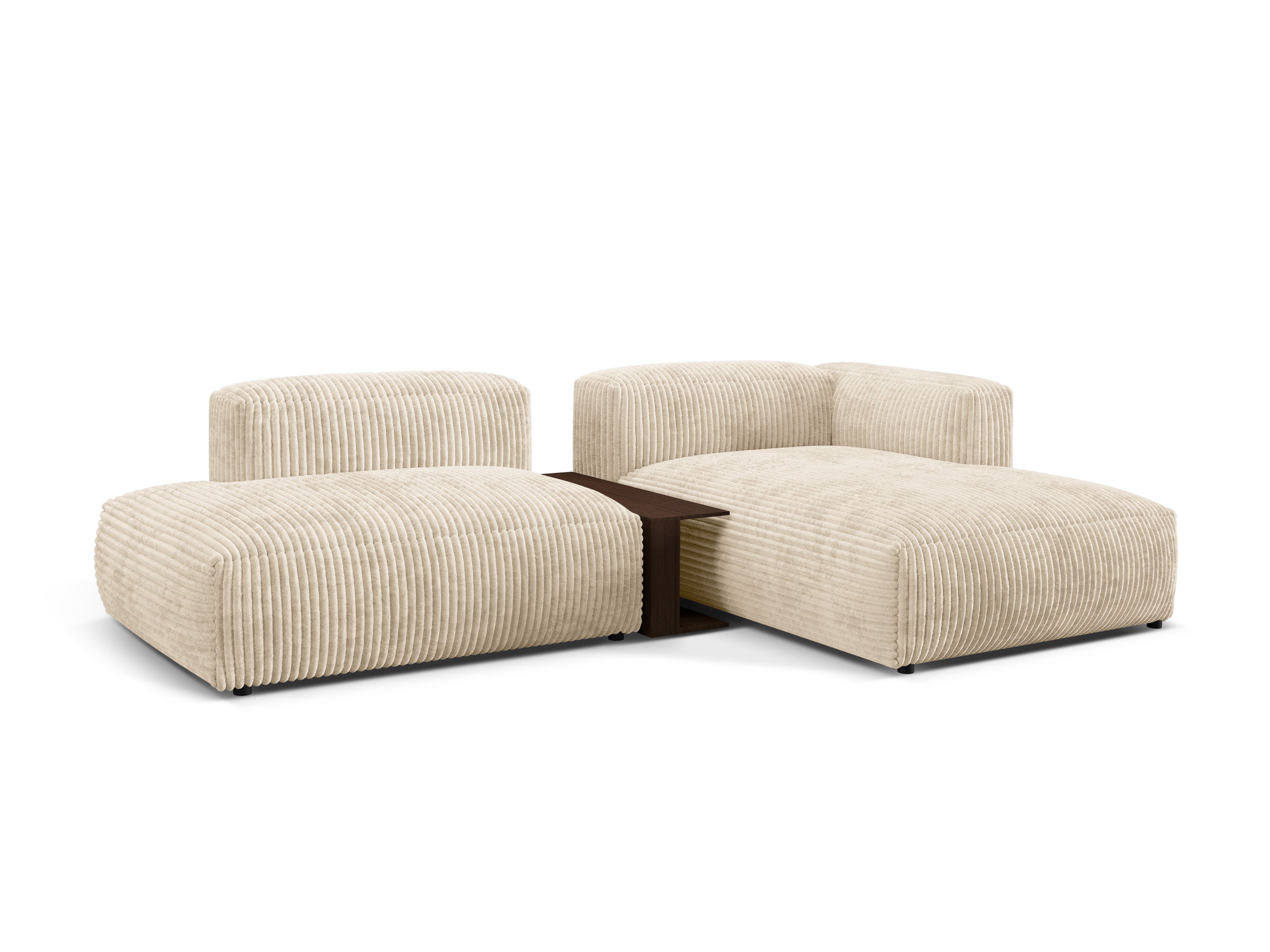 Rechts -Ecke mit einem Martin -Tischleuchten -Beige Corduroy