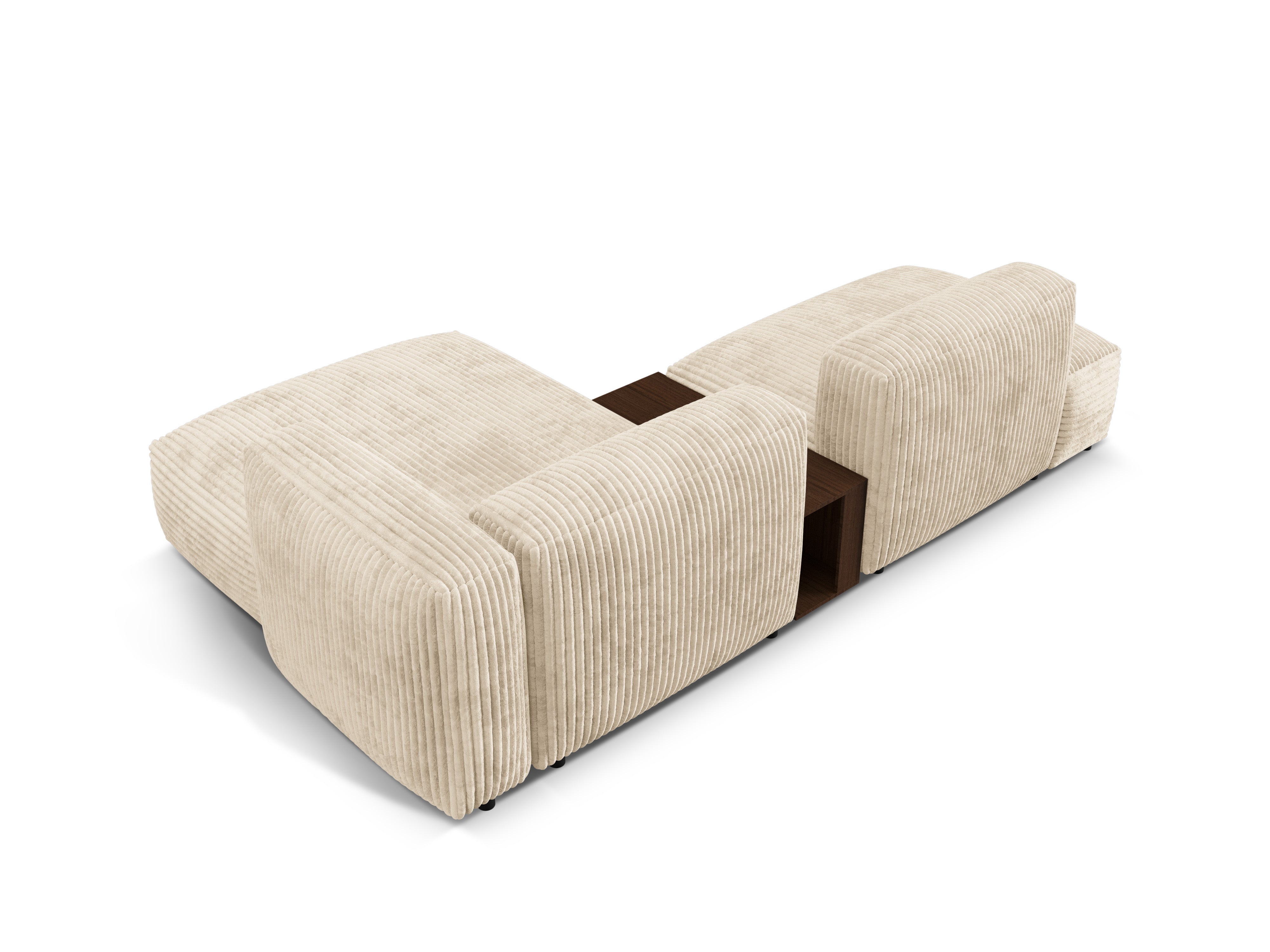 Rechts -Ecke mit einem Martin -Tischleuchten -Beige Corduroy
