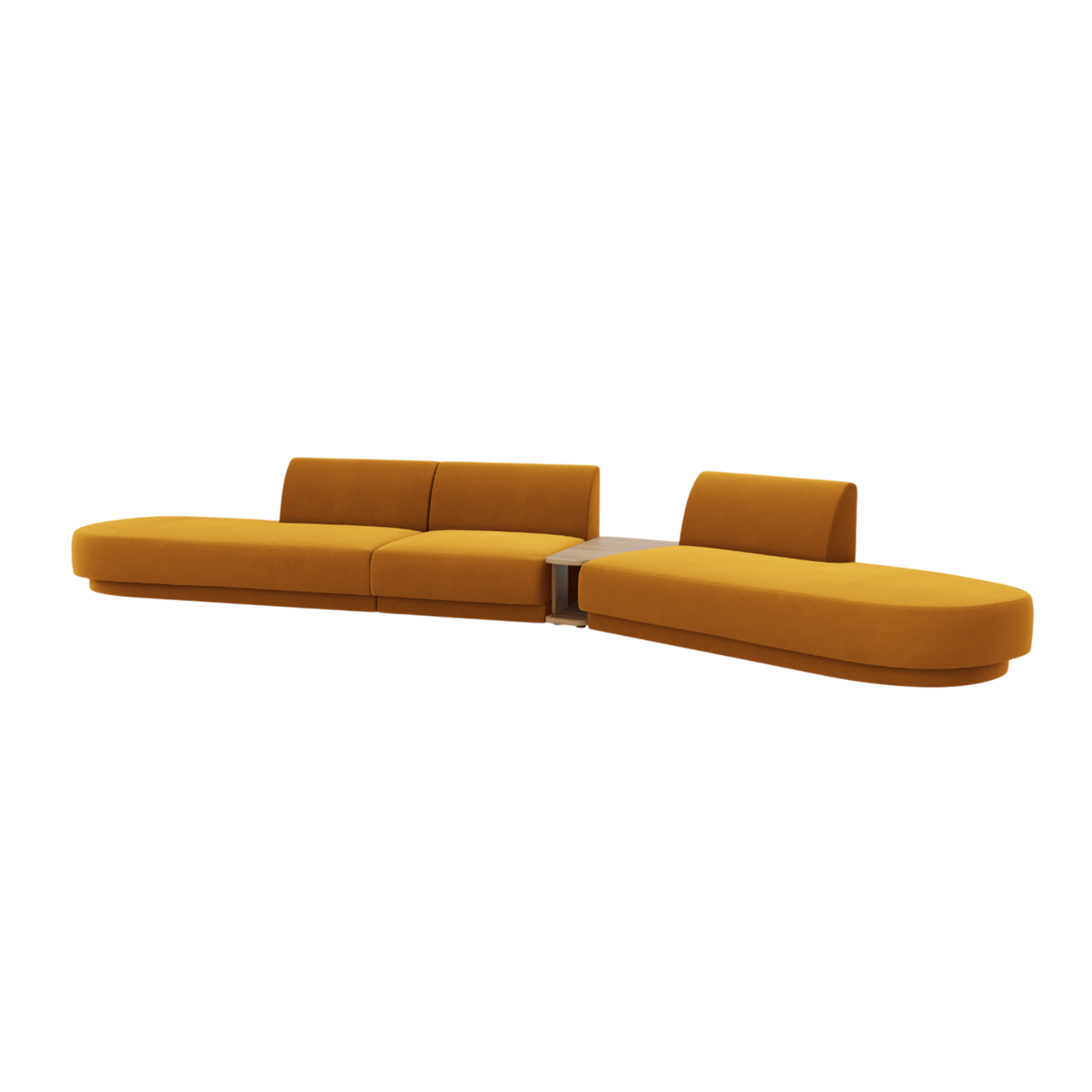 Modularsofa rechts mit Tisch, 5-sitzig, samt MILEY, gelb