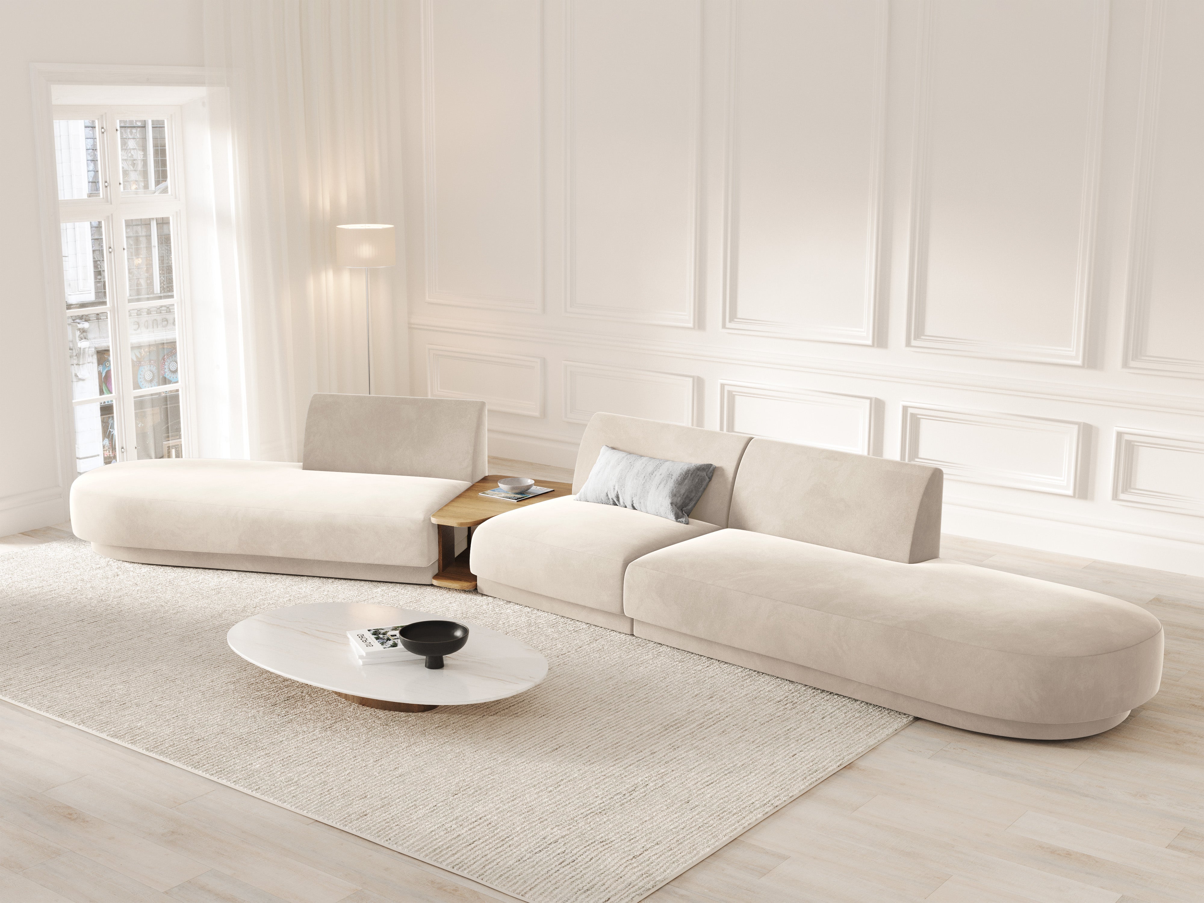Velvet Pouf Miley Beige