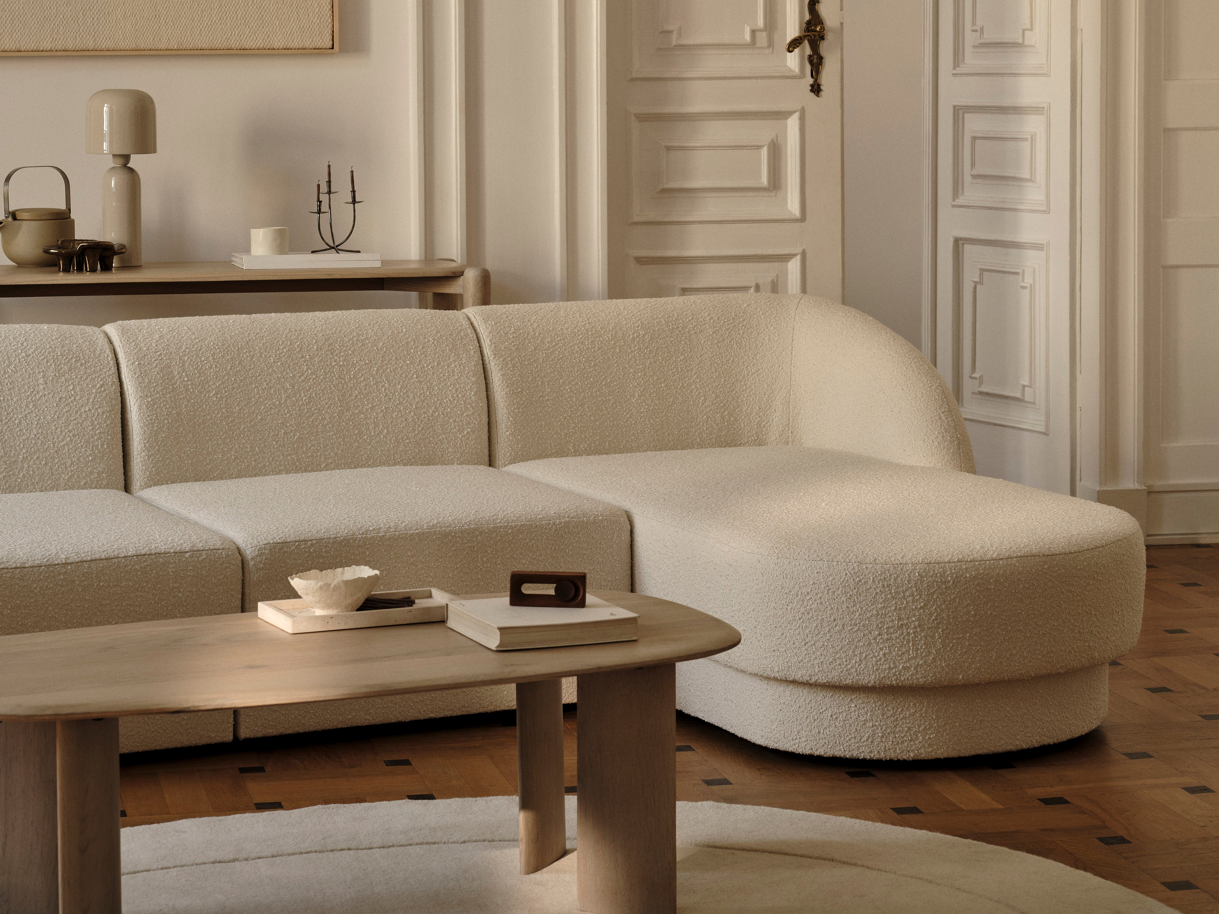 Sofa offene linke 4-sitzige offene MILEY Elfenbein Chenille