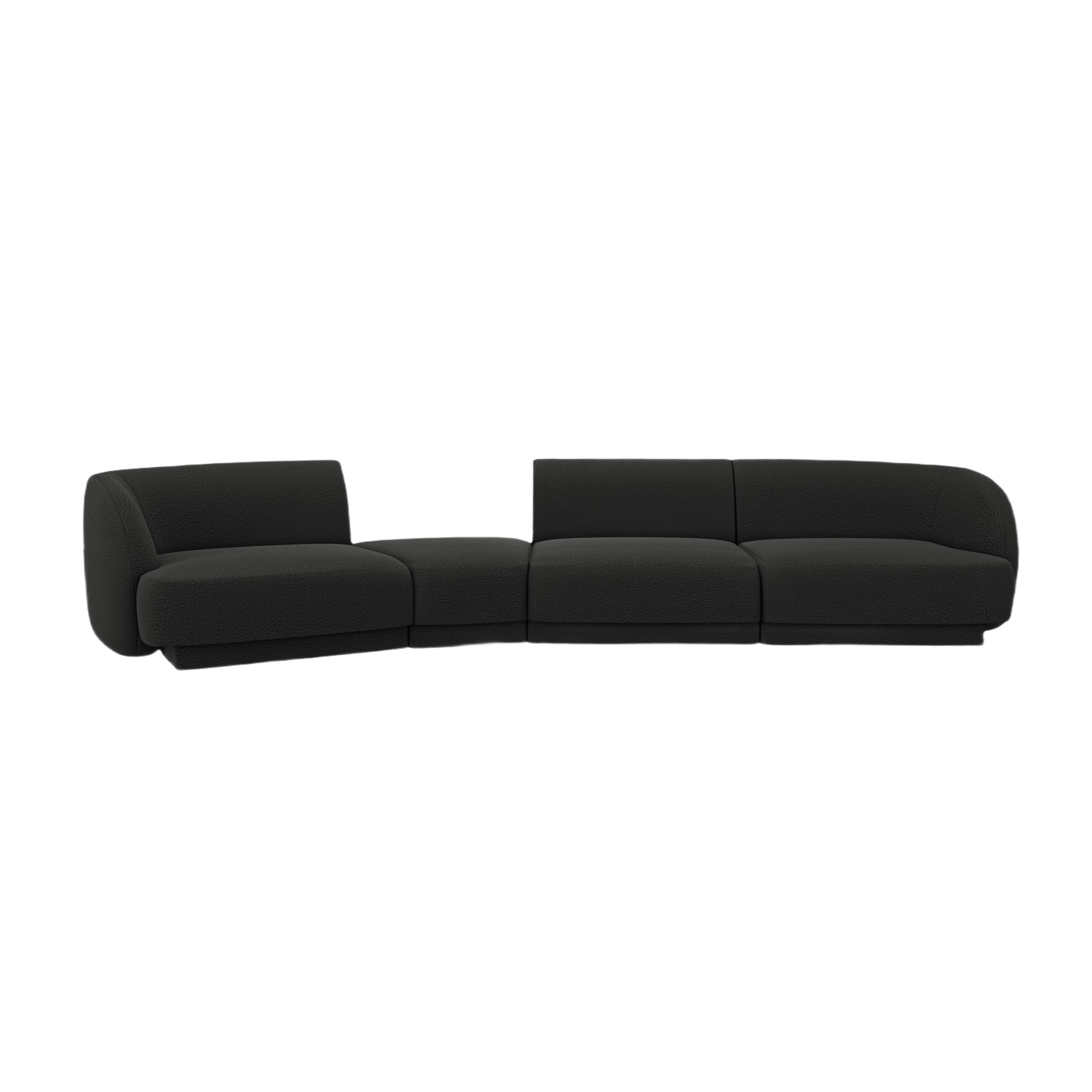 Left-facing modular sofa for 6 people MILEY black boucle